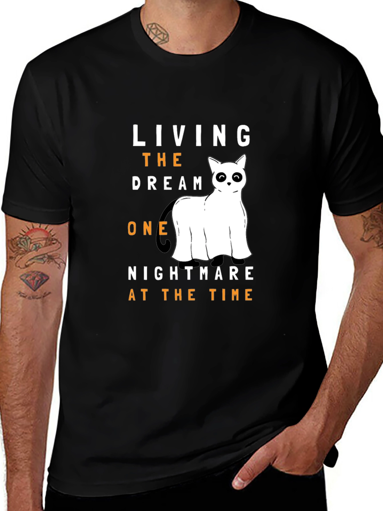 Living the Dream Ghost Cat T-Shirt