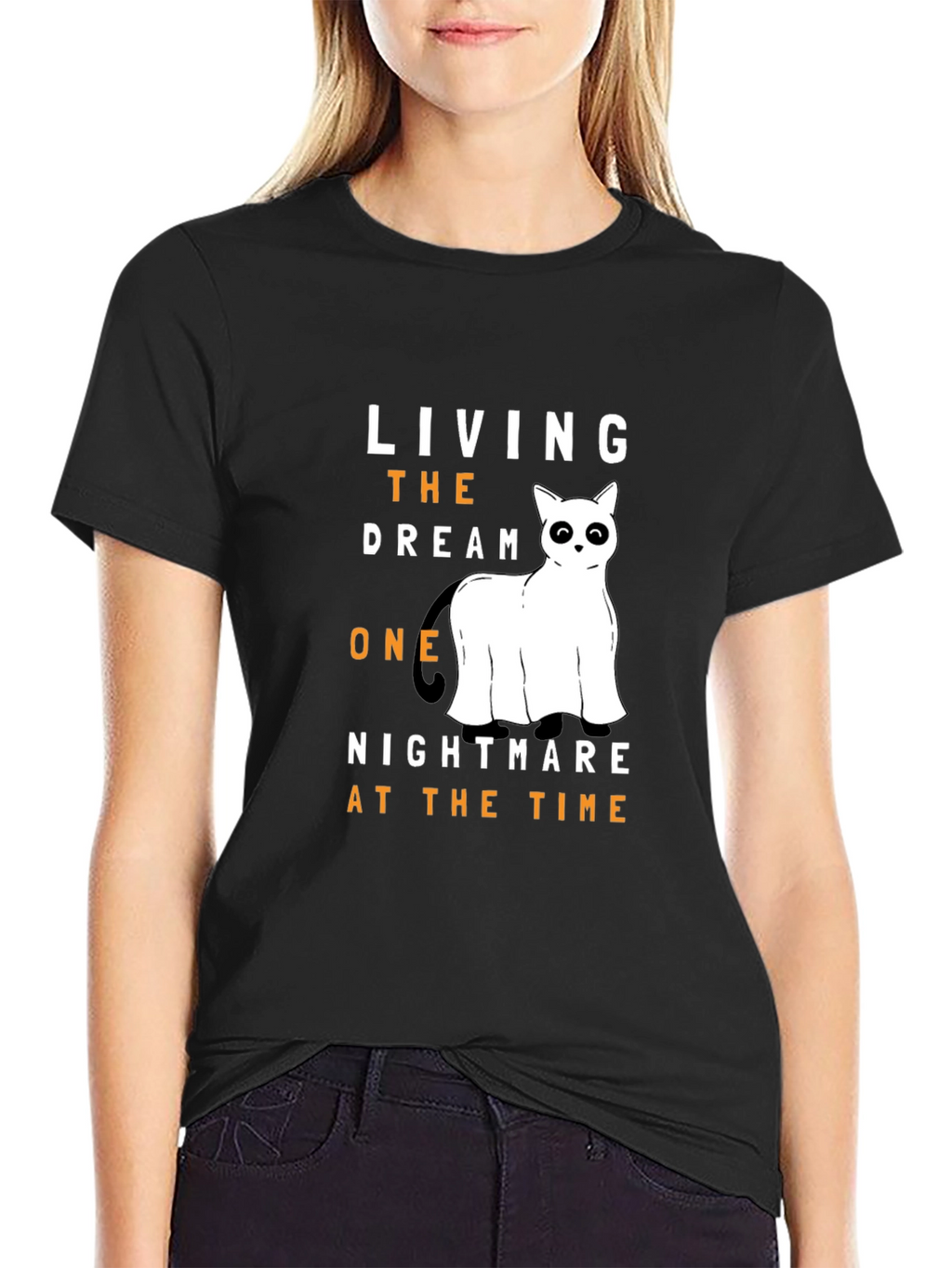 Living the Dream Ghost Cat T-Shirt