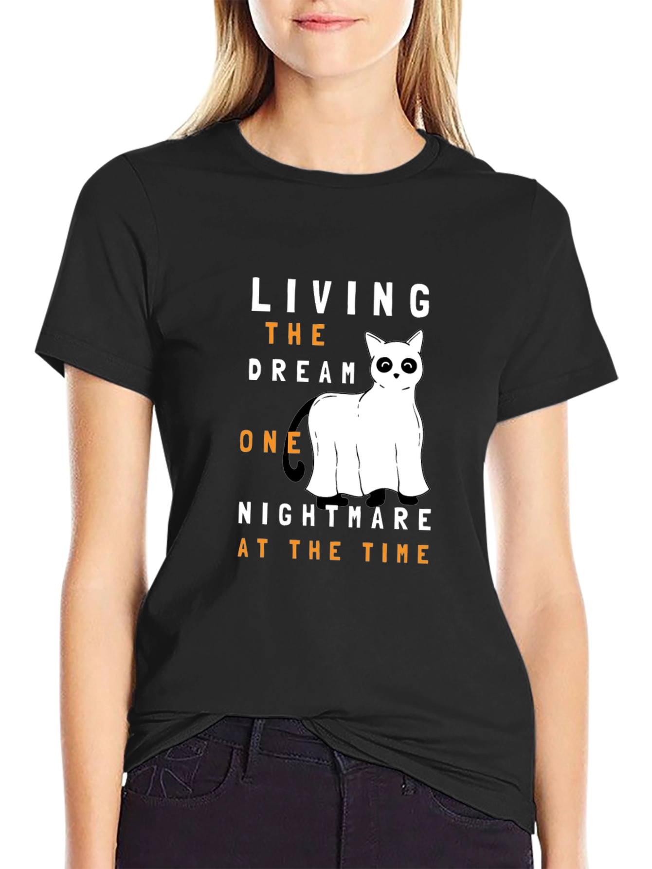 Living the Dream Ghost Cat T-Shirt