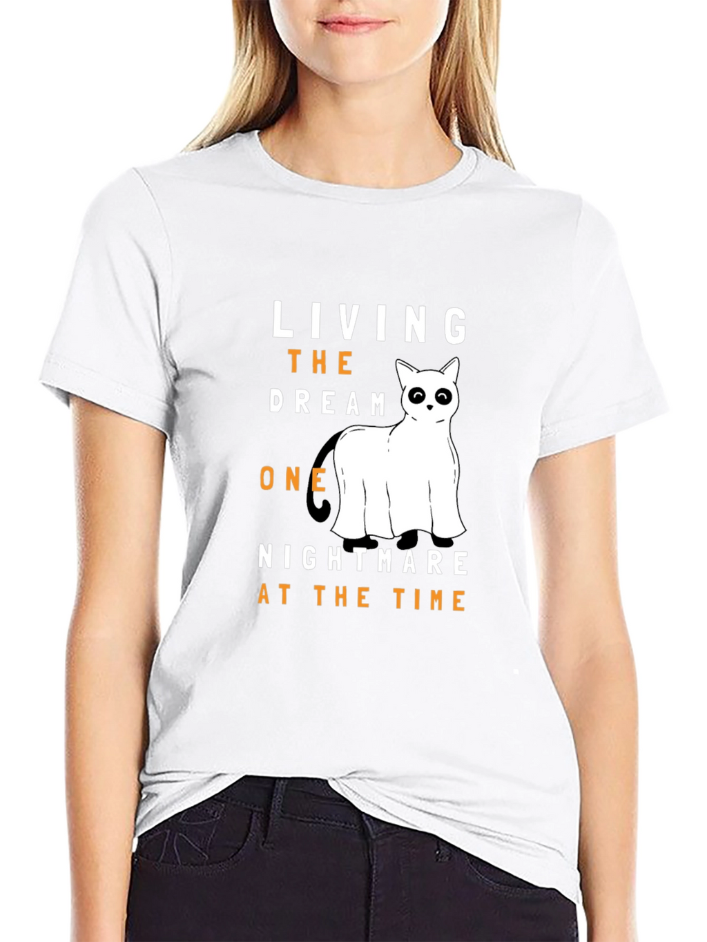 Living the Dream Ghost Cat T-Shirt
