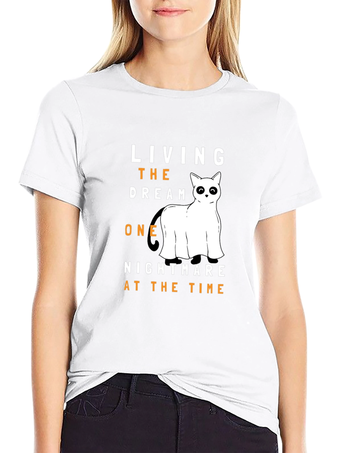 Living the Dream Ghost Cat T-Shirt