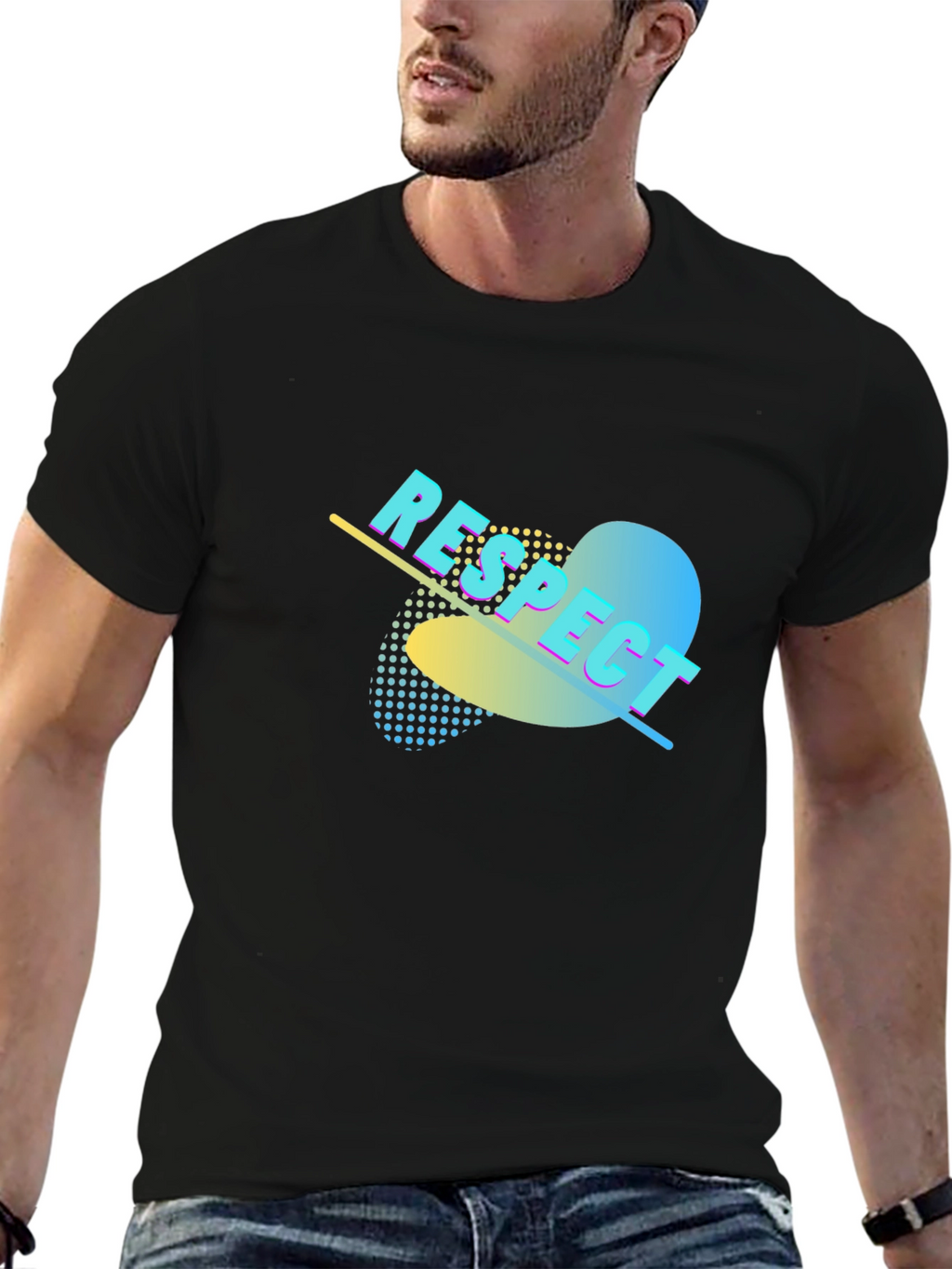 Respect Graphic Print Black T-Shirt