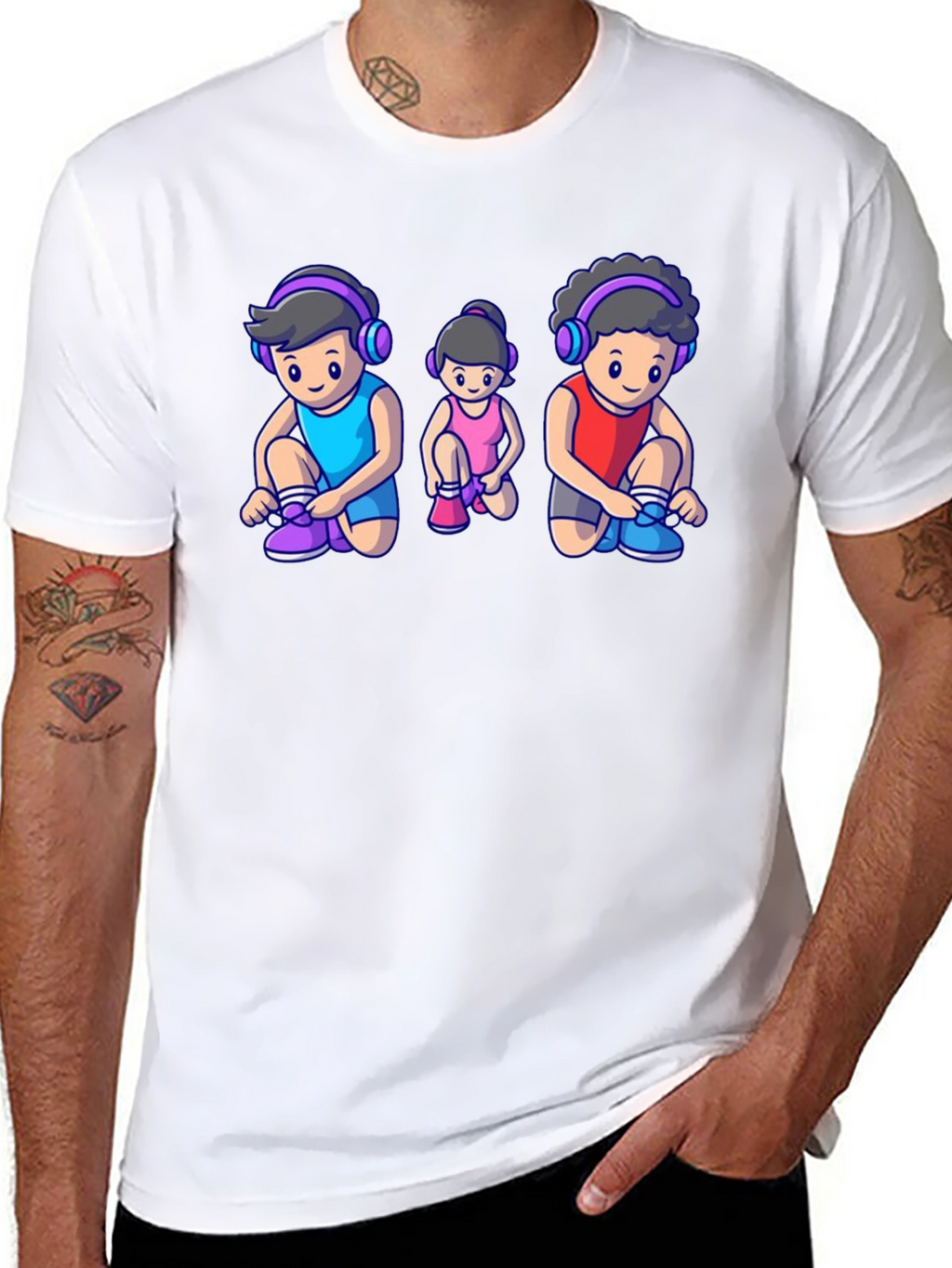 Cartoon Family Black T-Shirt