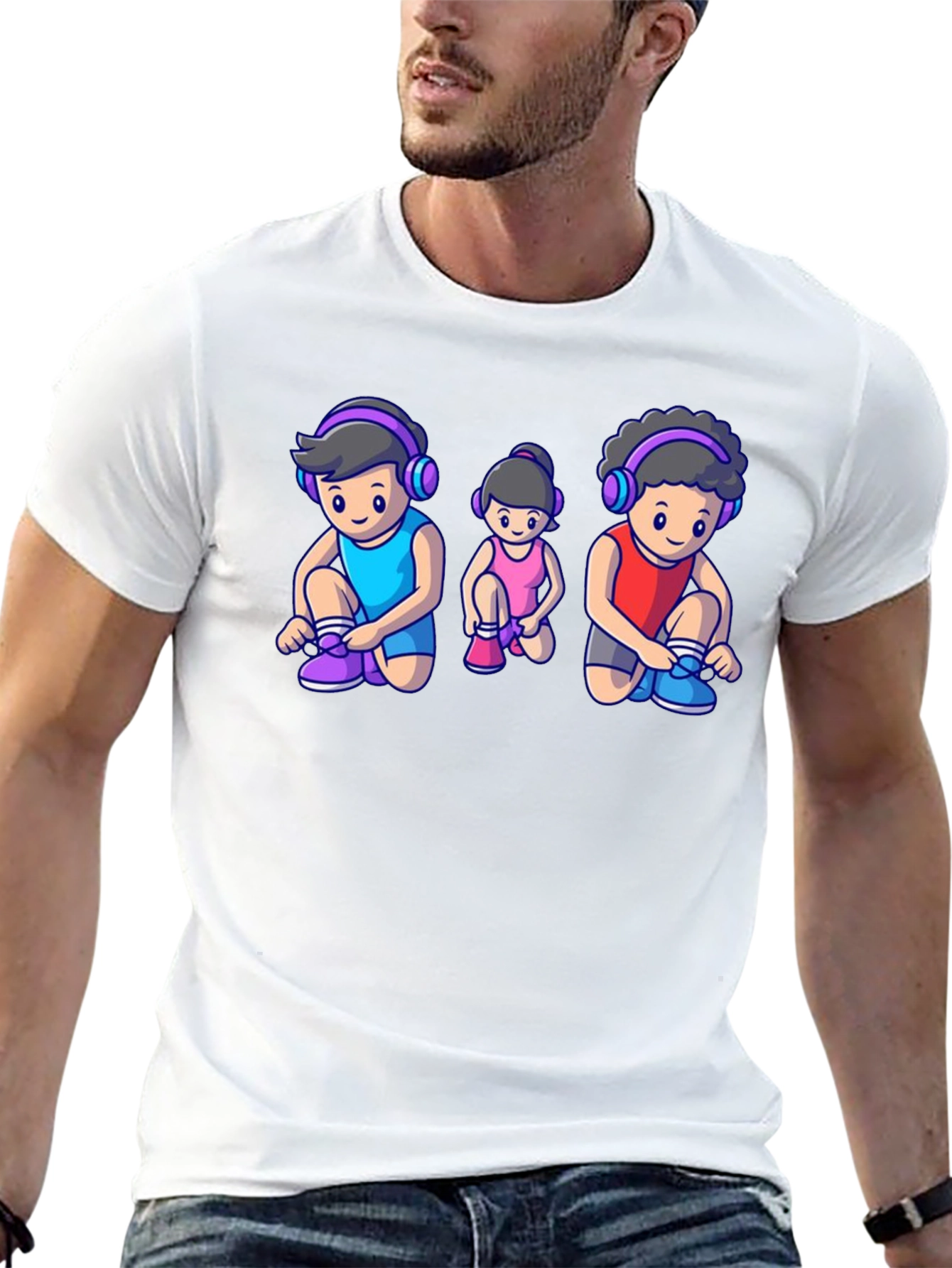 Cartoon Family Black T-Shirt