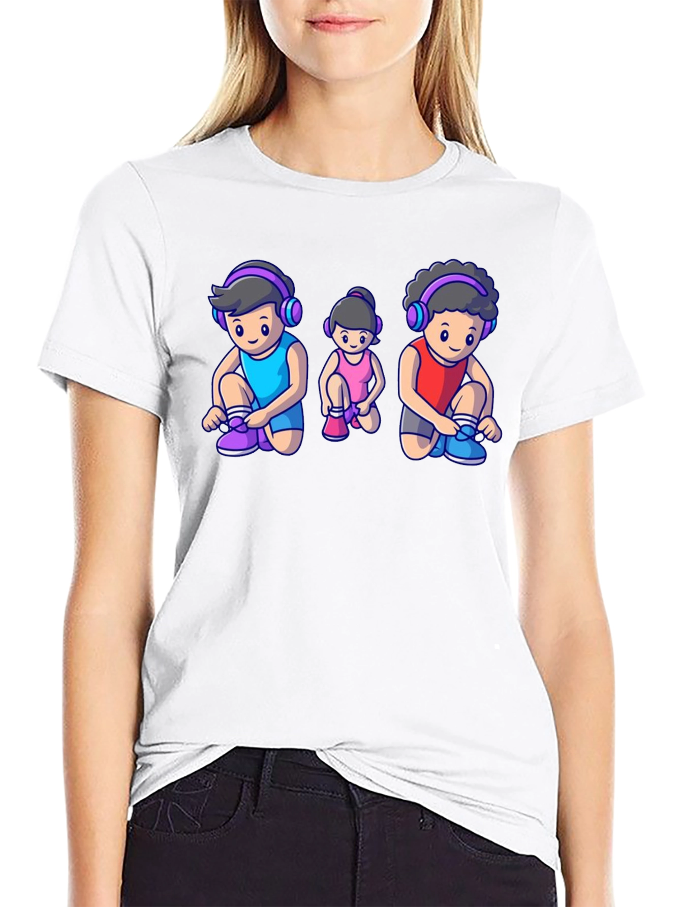 Cartoon Family Black T-Shirt