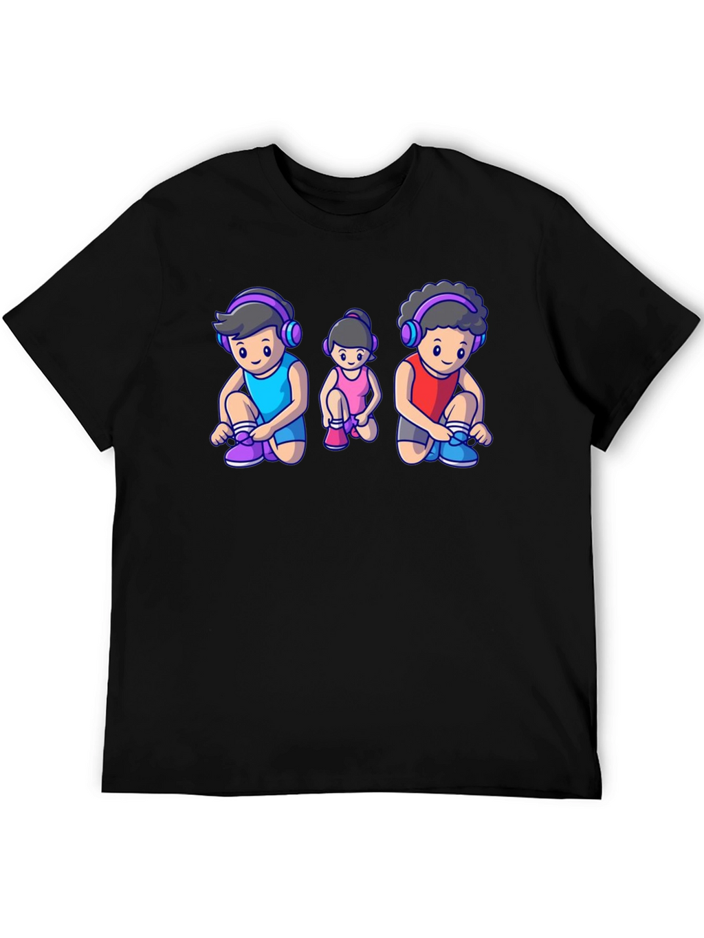 Cartoon Family Black T-Shirt