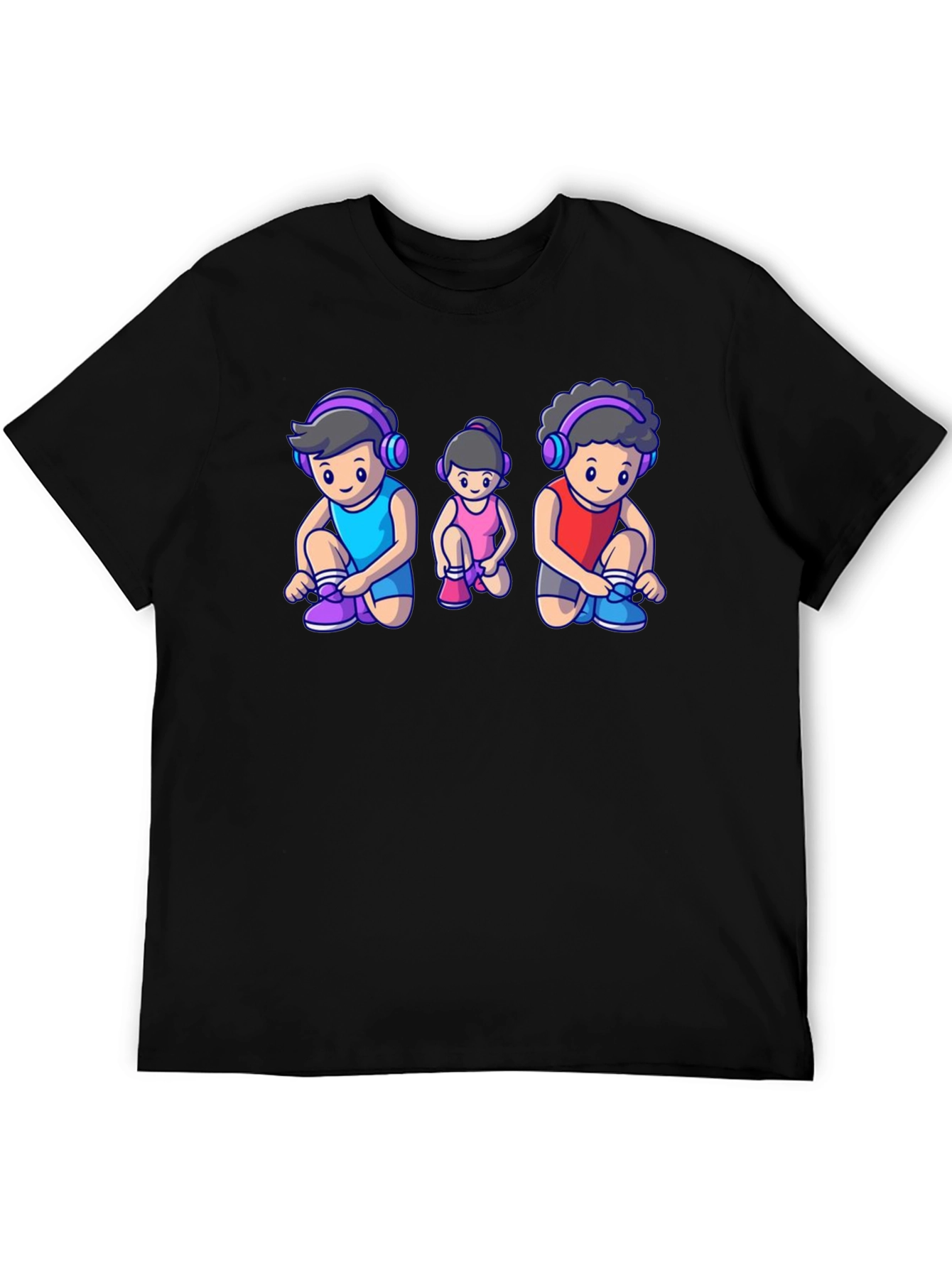 Cartoon Family Black T-Shirt