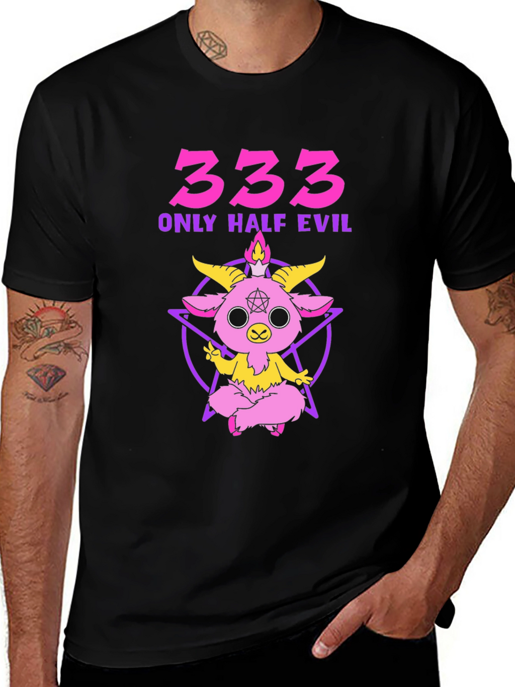 333 Only Half Evil Graphic T-Shirt