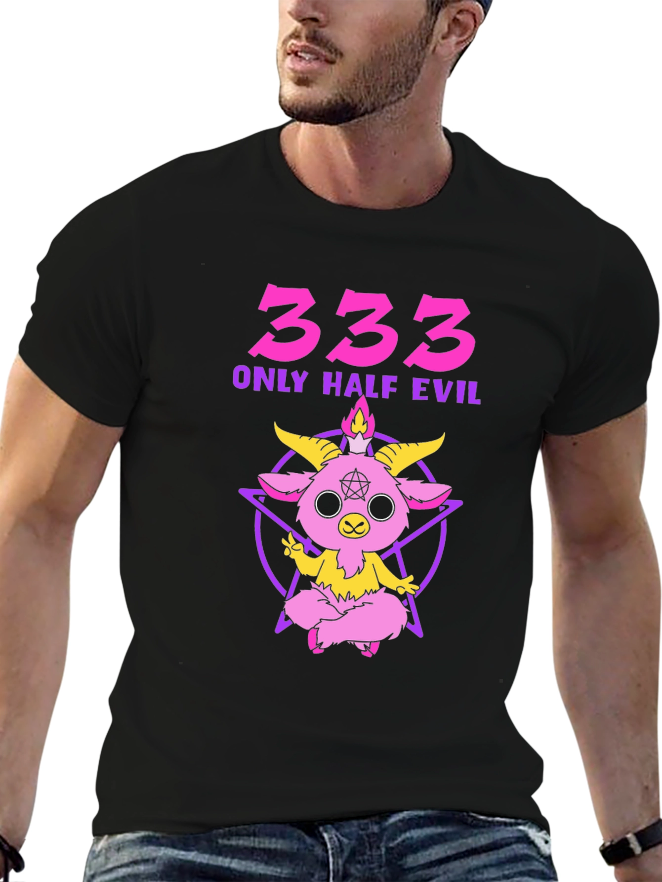 333 Only Half Evil Graphic T-Shirt