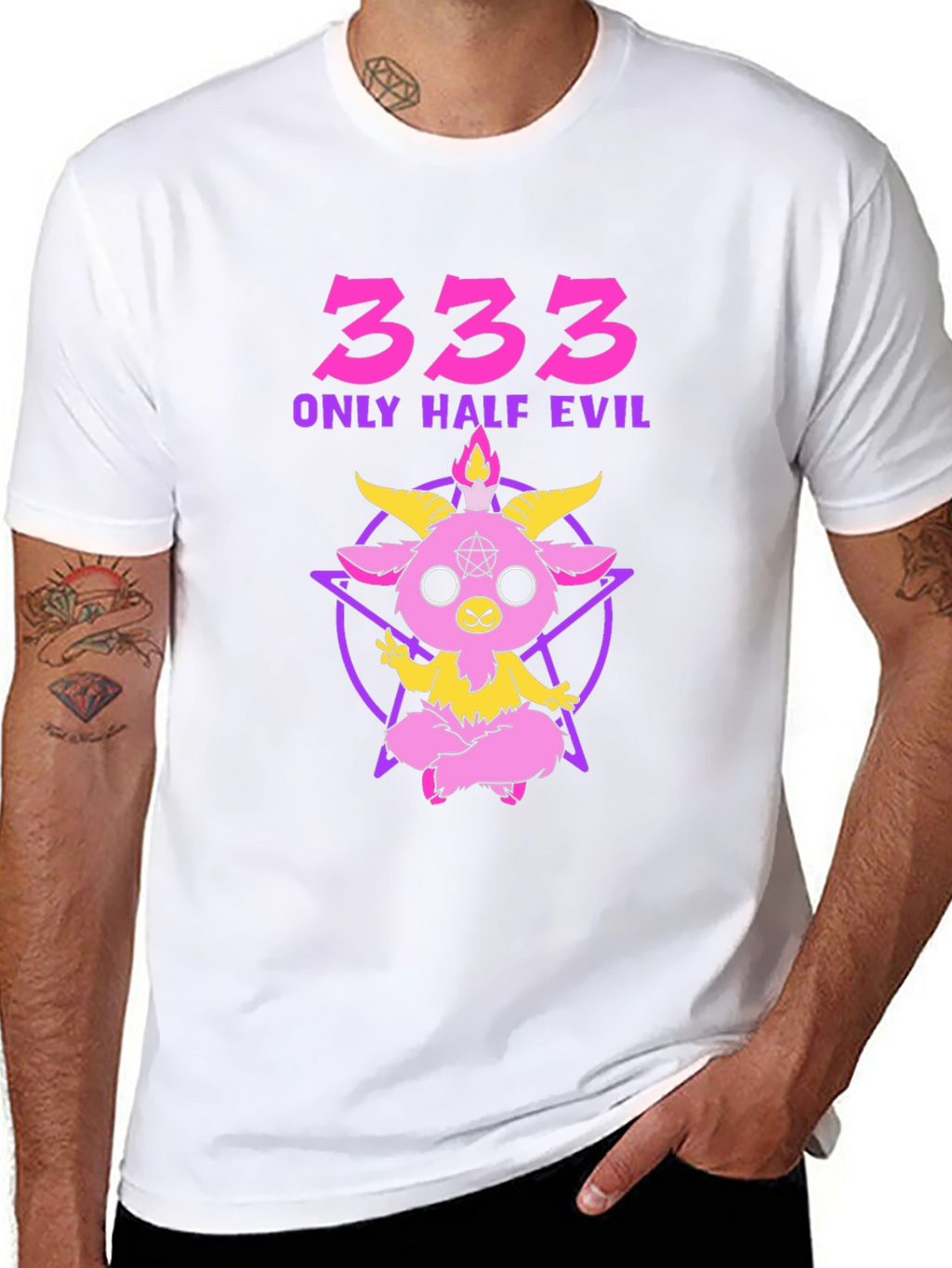 333 Only Half Evil Graphic T-Shirt