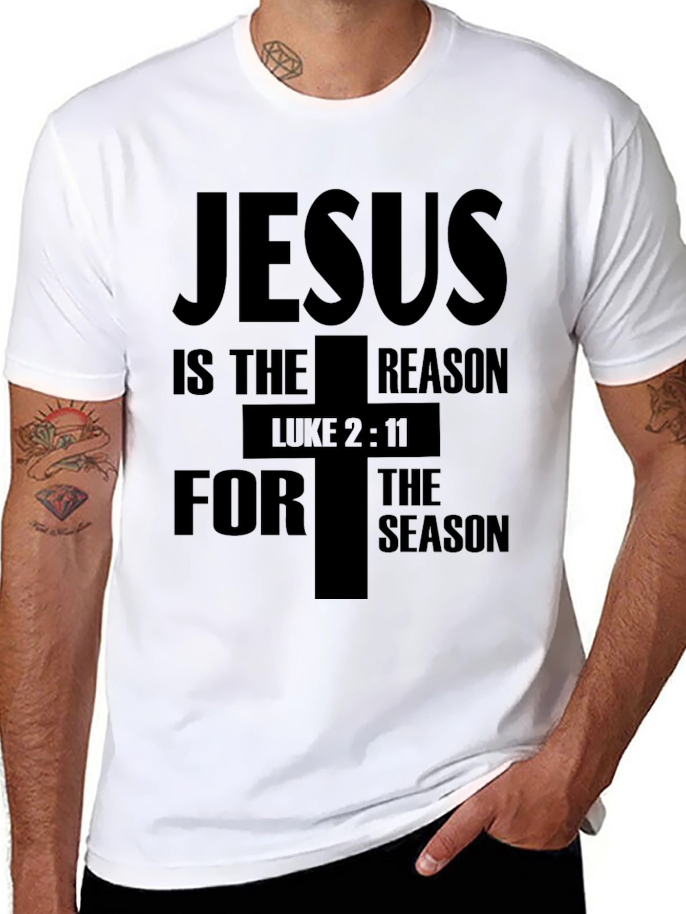 Jesus is the Reason T-Shirt Luke 2:11 Black Graphic Tee
