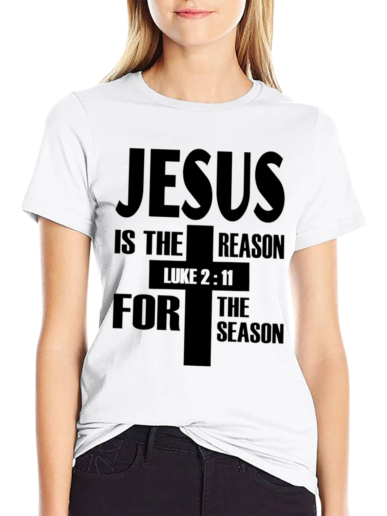 Jesus is the Reason T-Shirt Luke 2:11 Black Graphic Tee