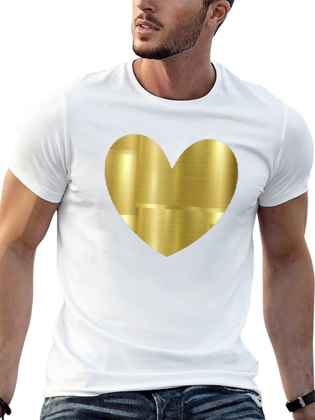 Gold Heart Graphic Black Tee