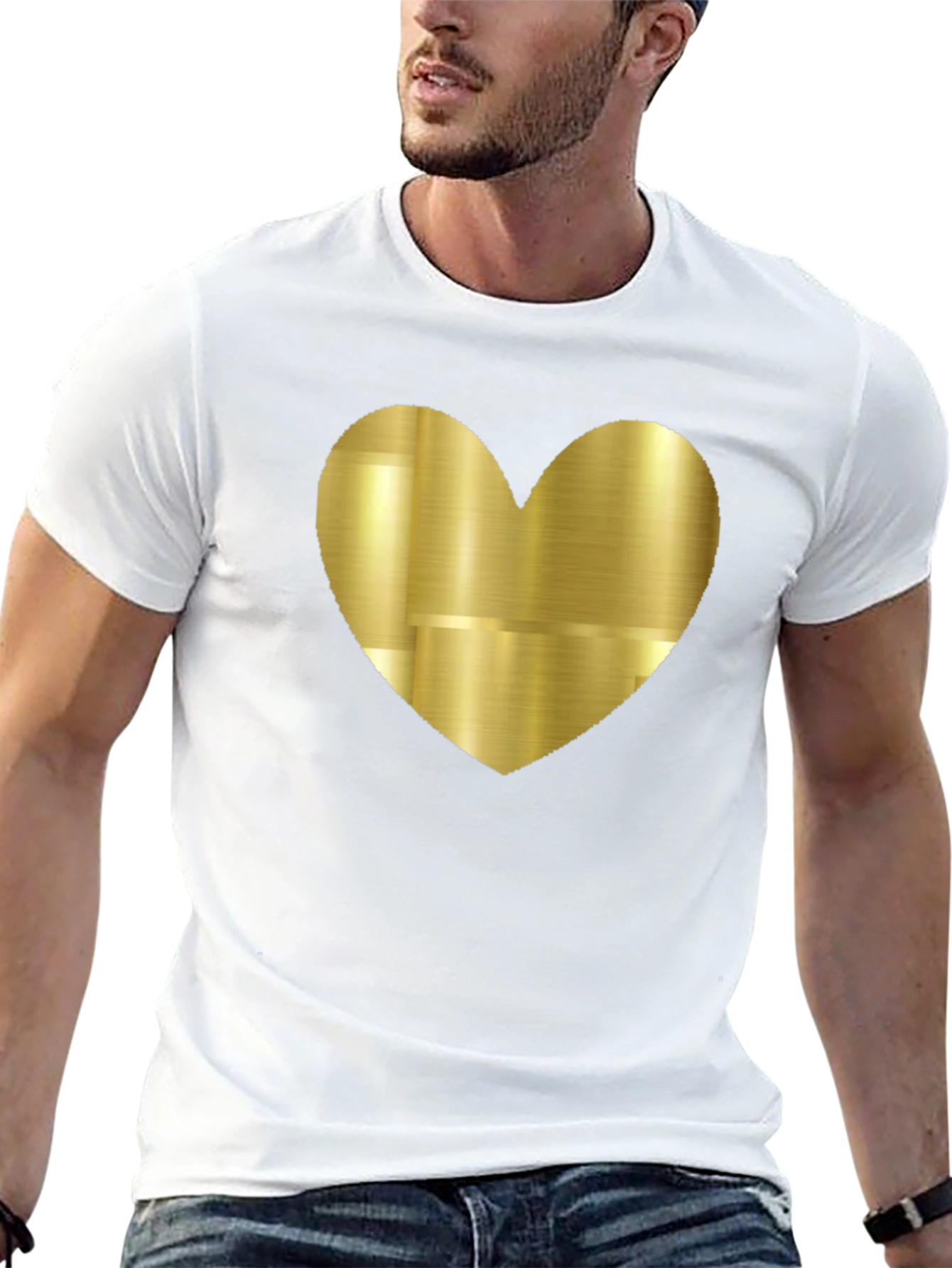Gold Heart Graphic Black Tee