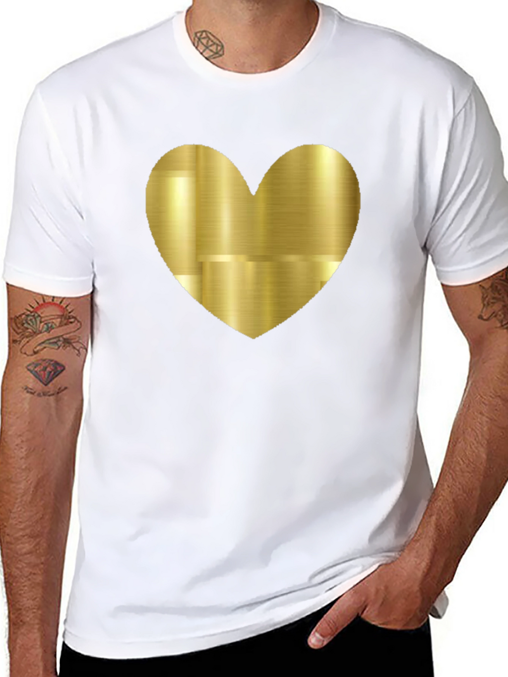 Gold Heart Graphic Black Tee