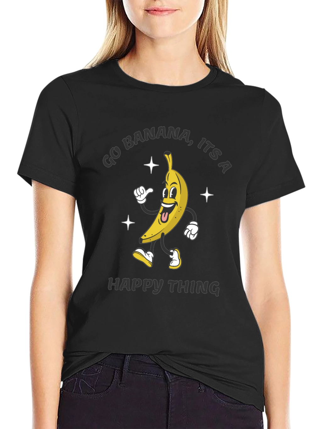 Go Banana Happy Thing Black T-Shirt