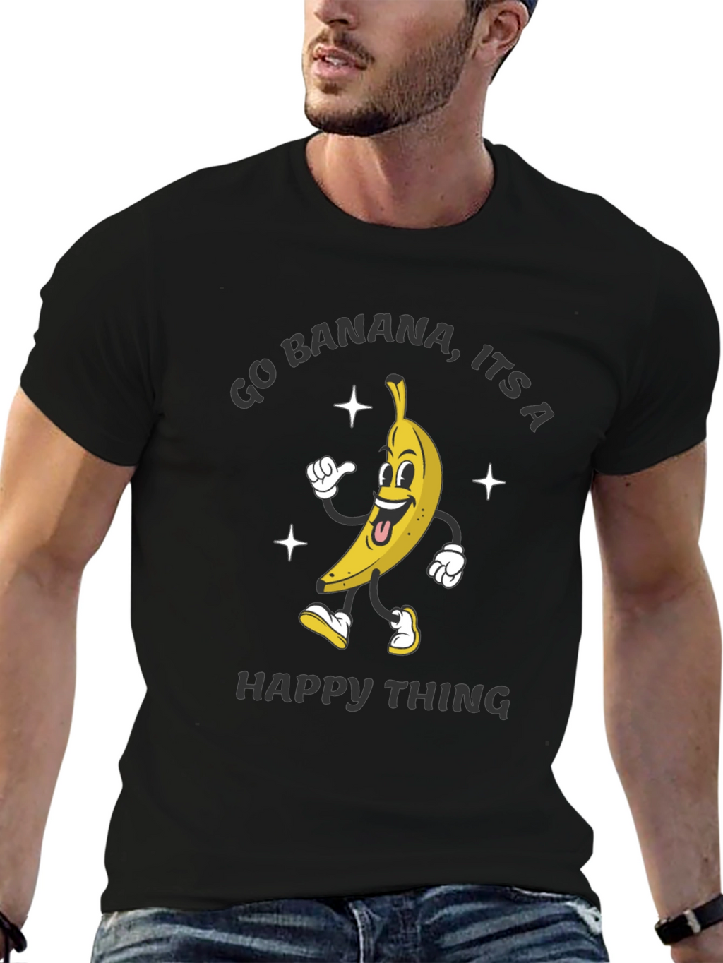 Go Banana Happy Thing Black T-Shirt