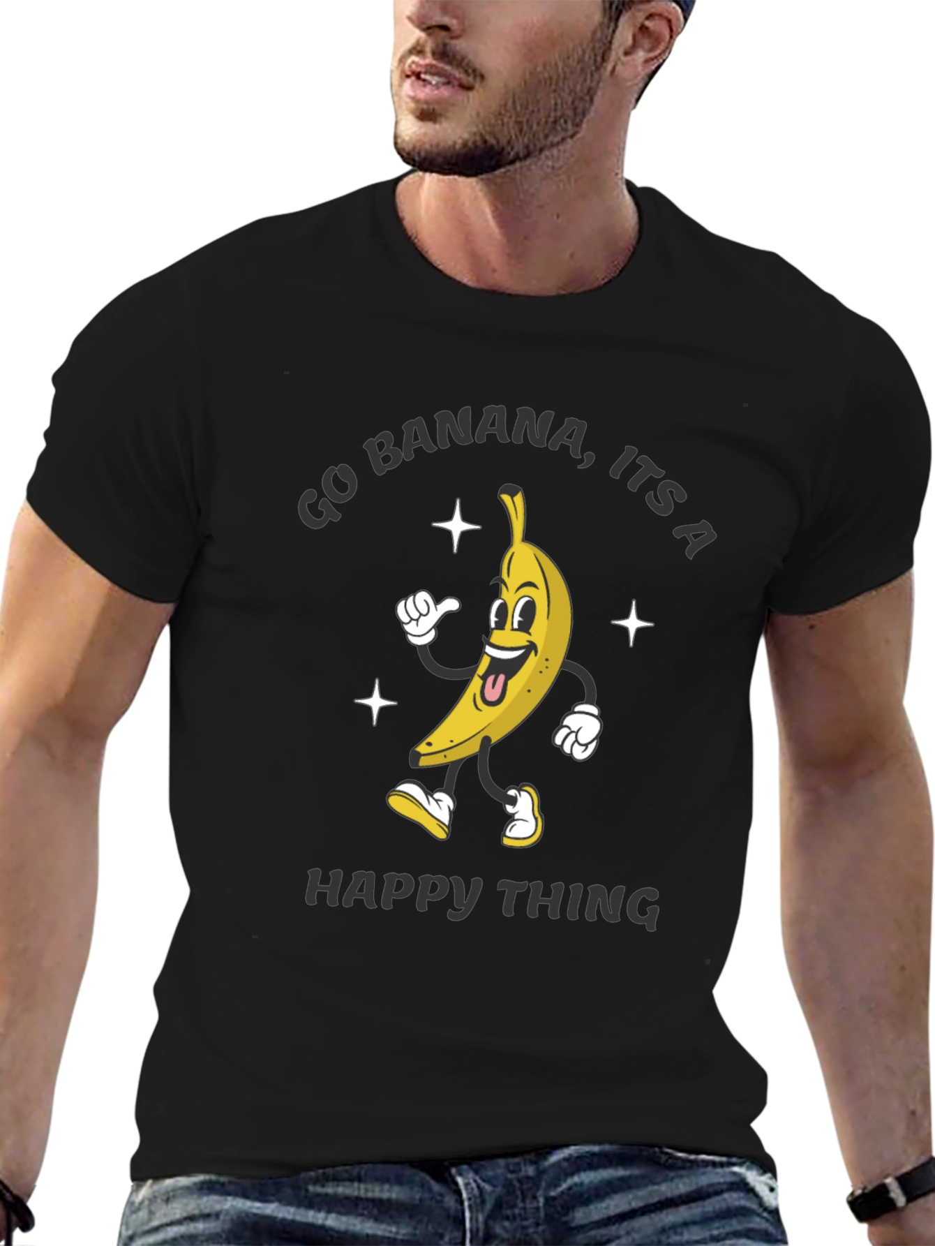 Go Banana Happy Thing Black T-Shirt