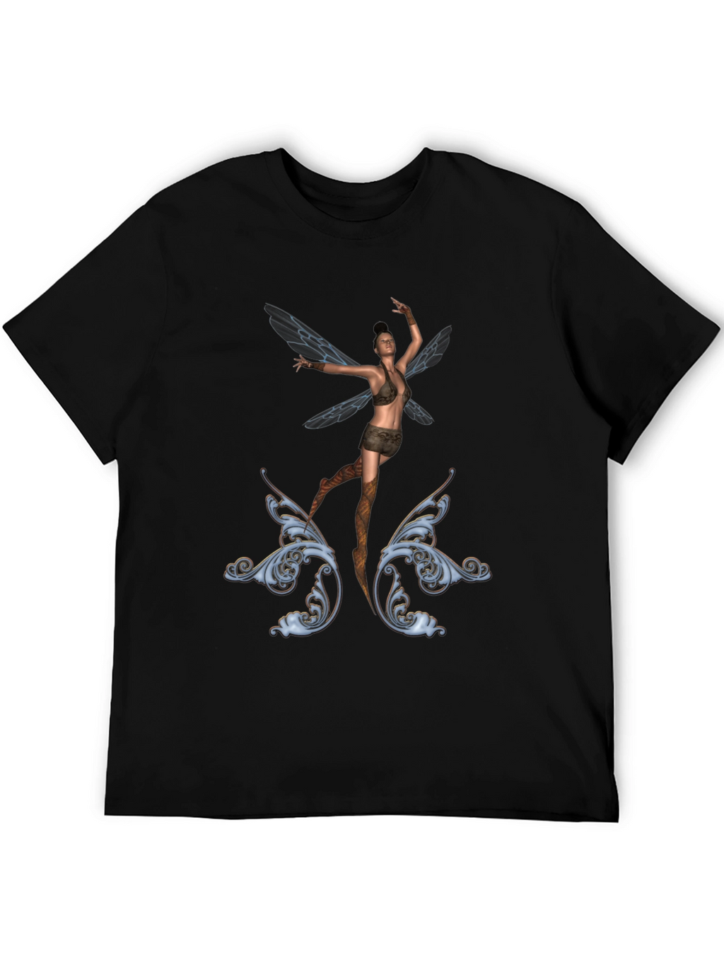Fantasy Fairy Graphic Tee - Black Cotton T-Shirt