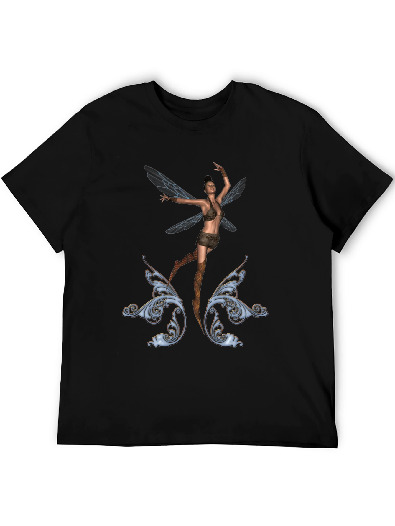Fantasy Fairy Graphic Tee - Black Cotton T-Shirt