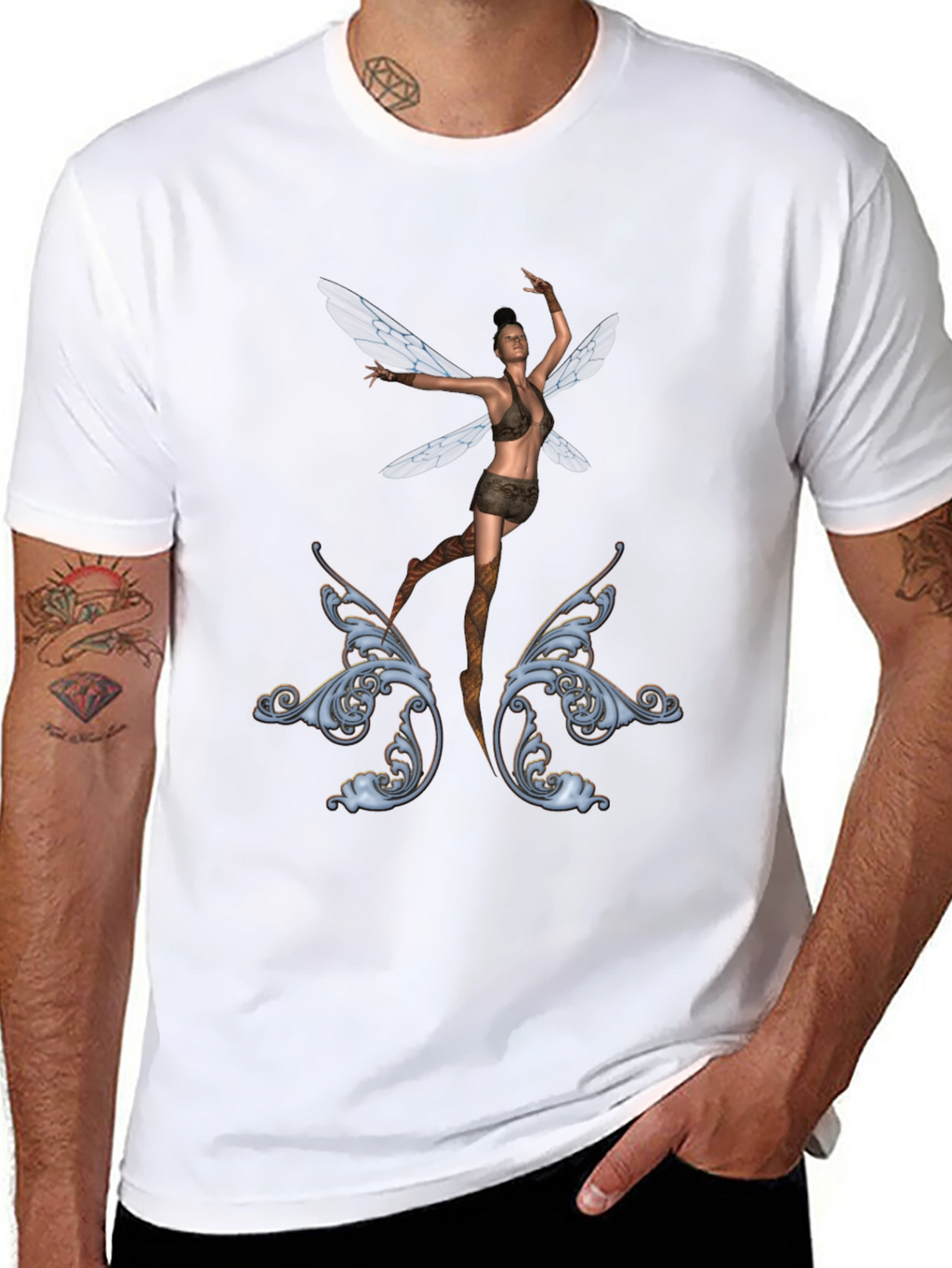 Fantasy Fairy Graphic Tee - Black Cotton T-Shirt