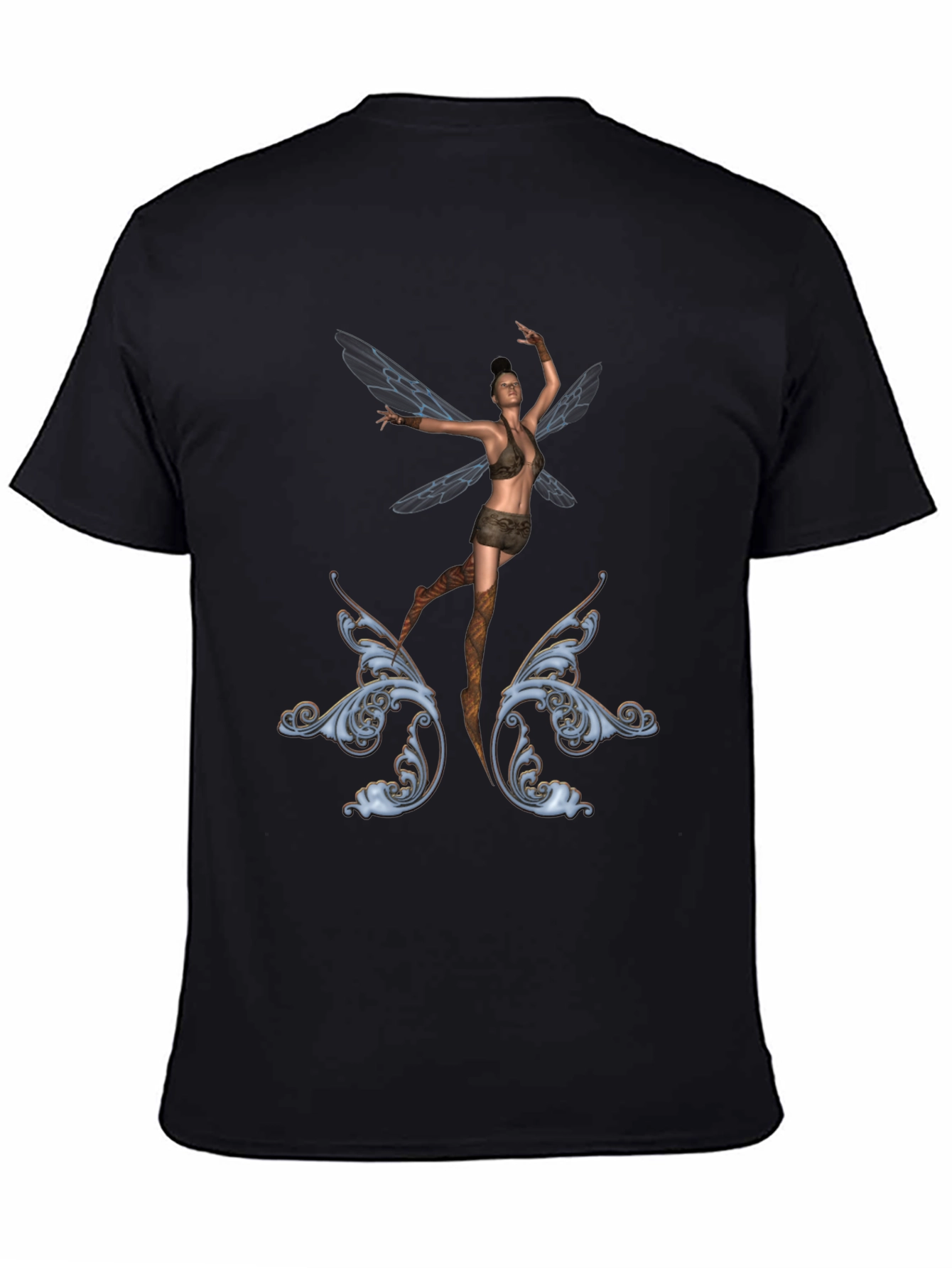 Fantasy Fairy Graphic Tee - Black Cotton T-Shirt