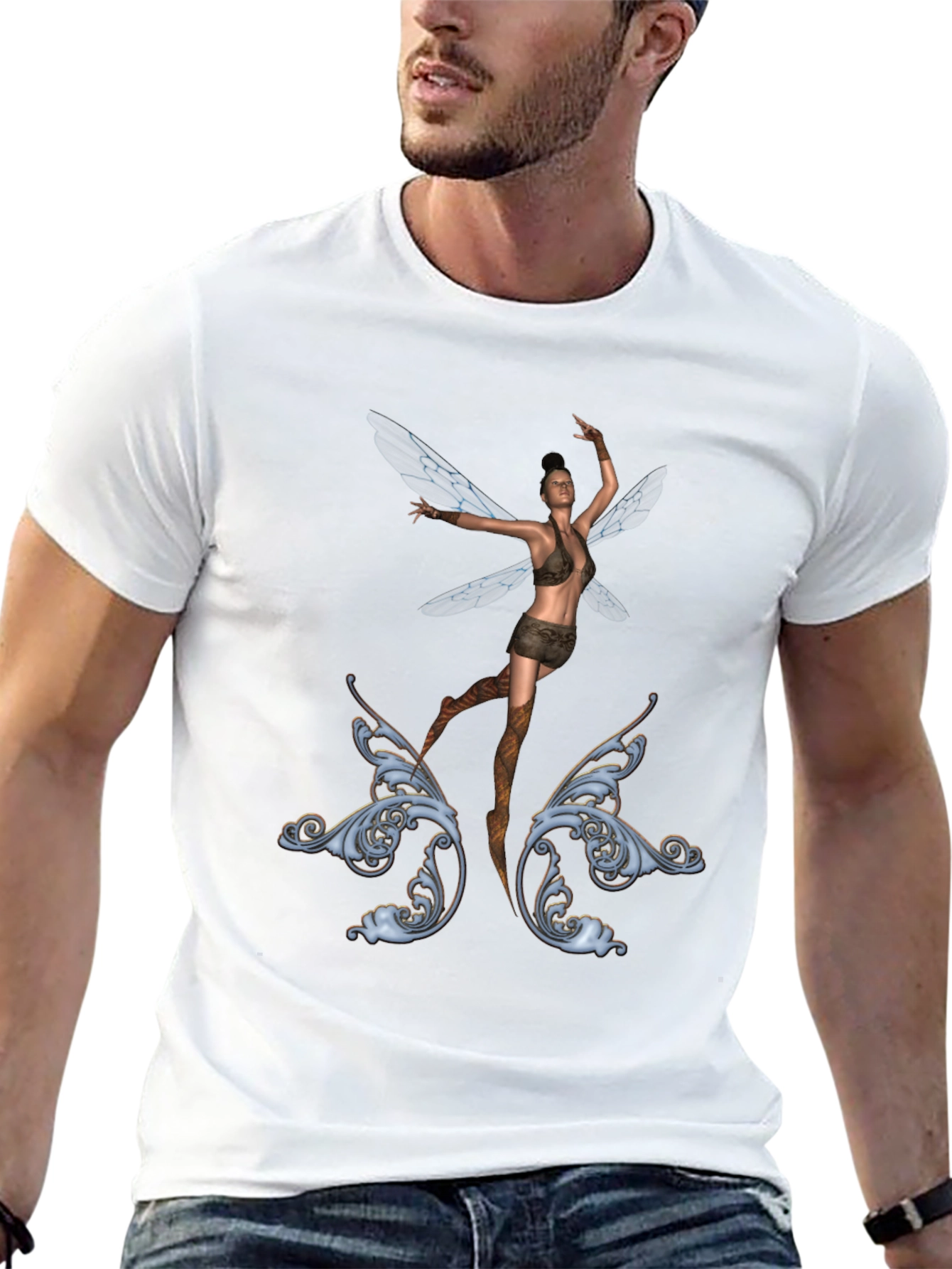 Fantasy Fairy Graphic Tee - Black Cotton T-Shirt