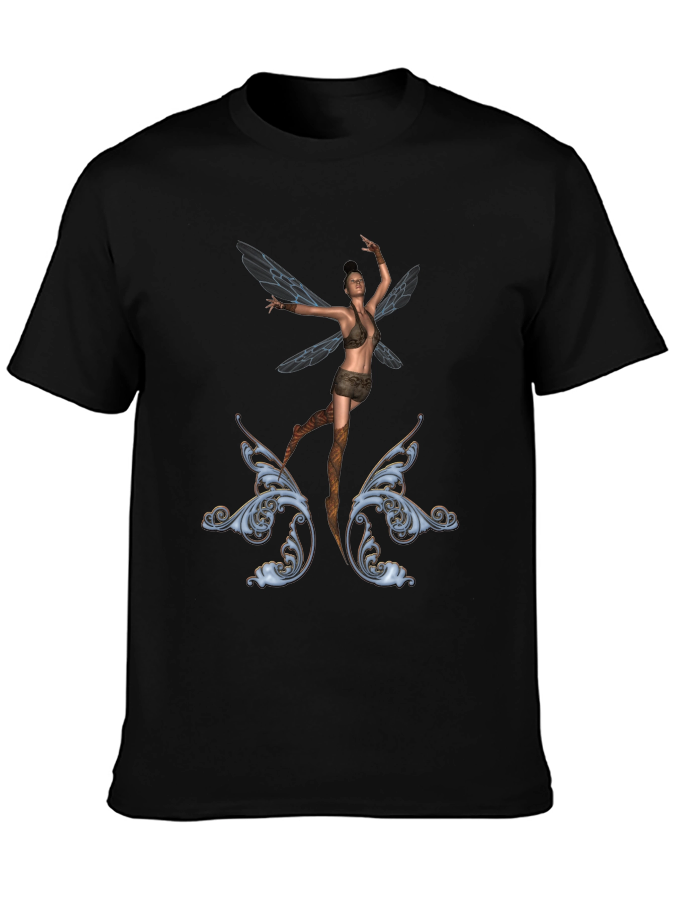 Fantasy Fairy Graphic Tee - Black Cotton T-Shirt