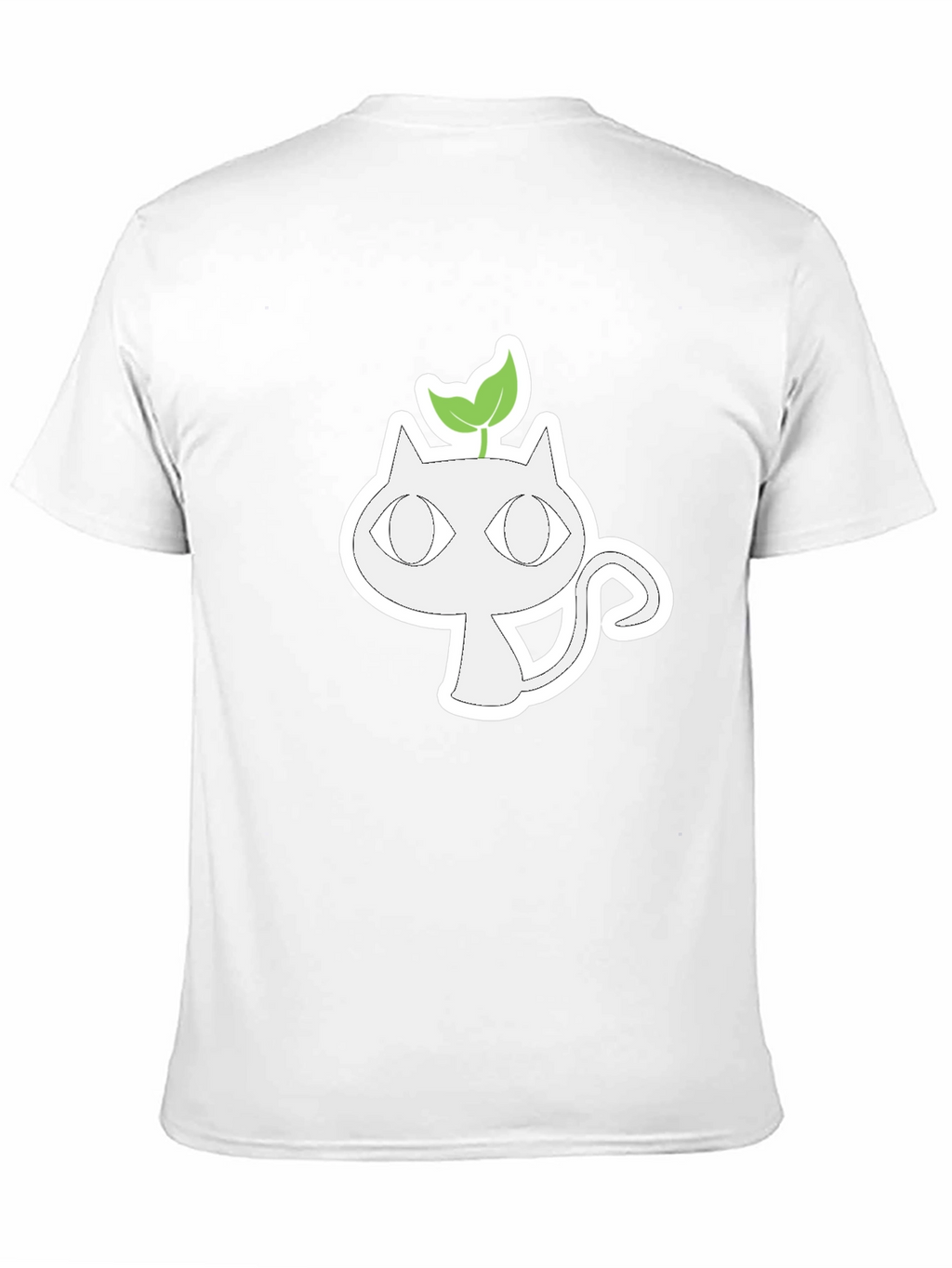 Whimsical Cat with Sprout Graphic Tee - Black