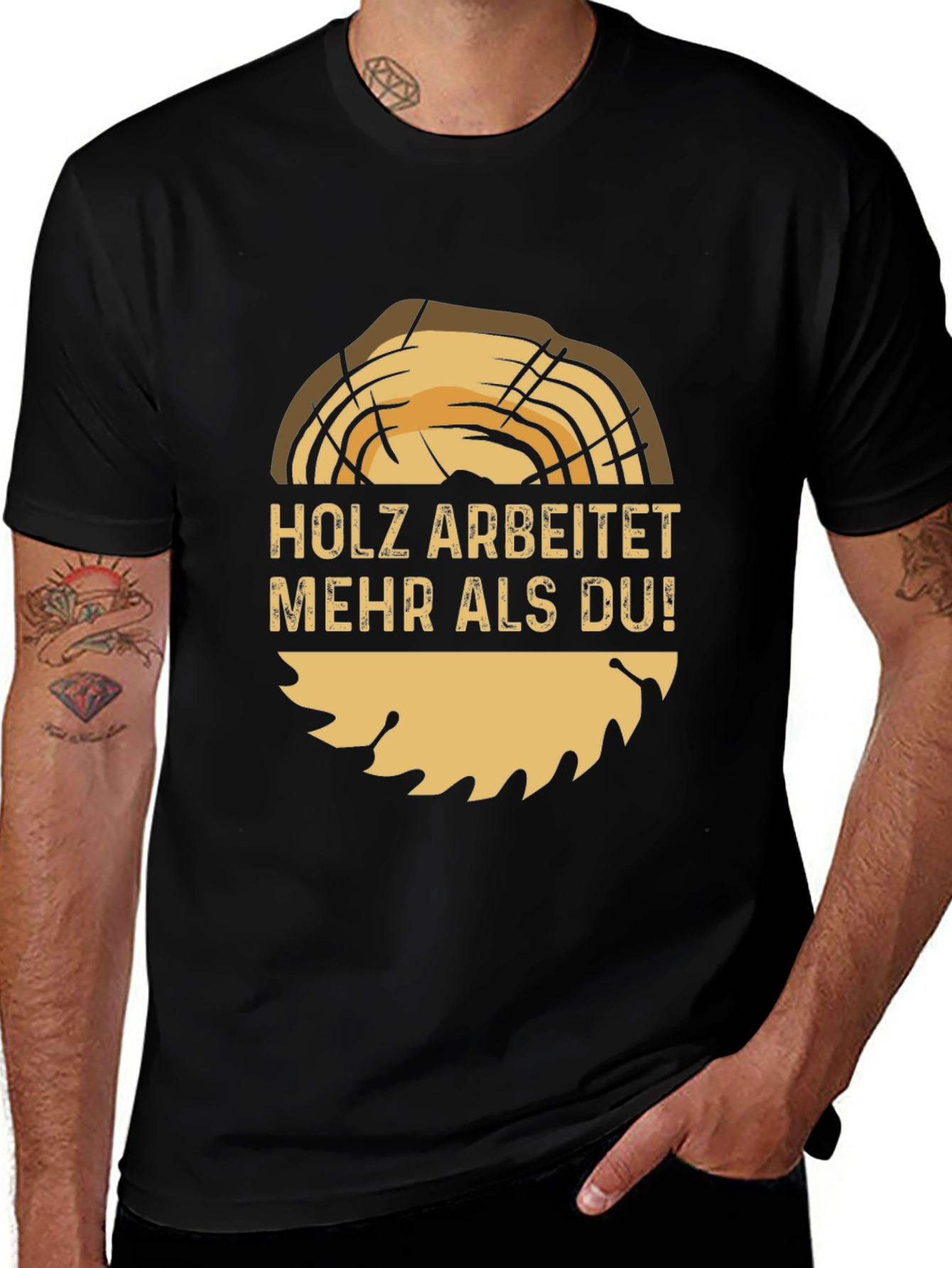 Woodworking Humor T-Shirt - Holz Arbeitet Mehr Als Du!