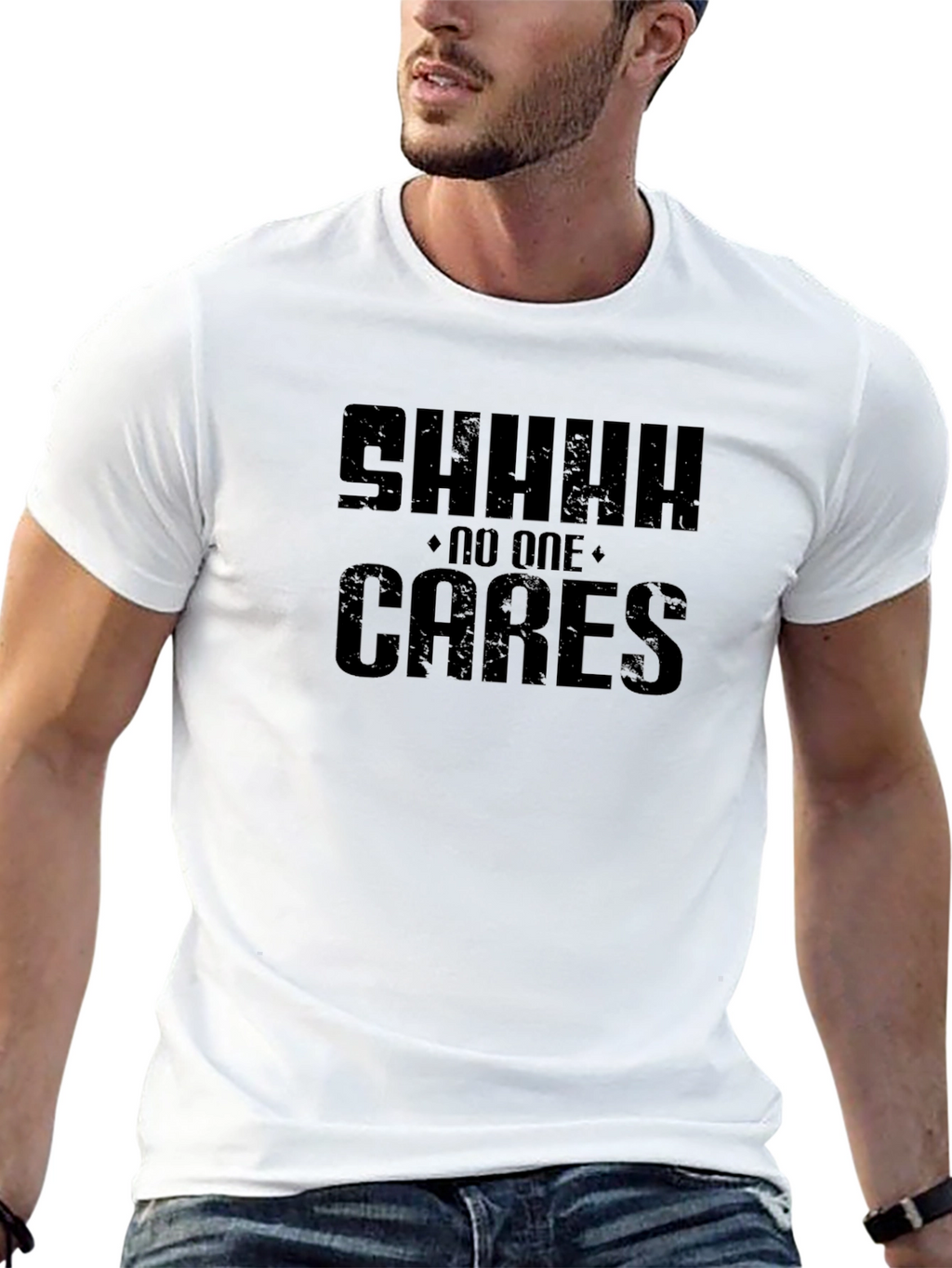 SHHH No One Cares Graphic Tee - Black T-Shirt