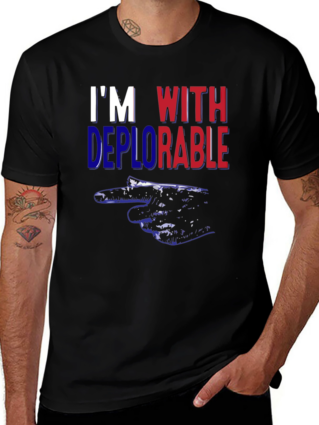Im With Deplorable Pointing Hand Political T-Shirt