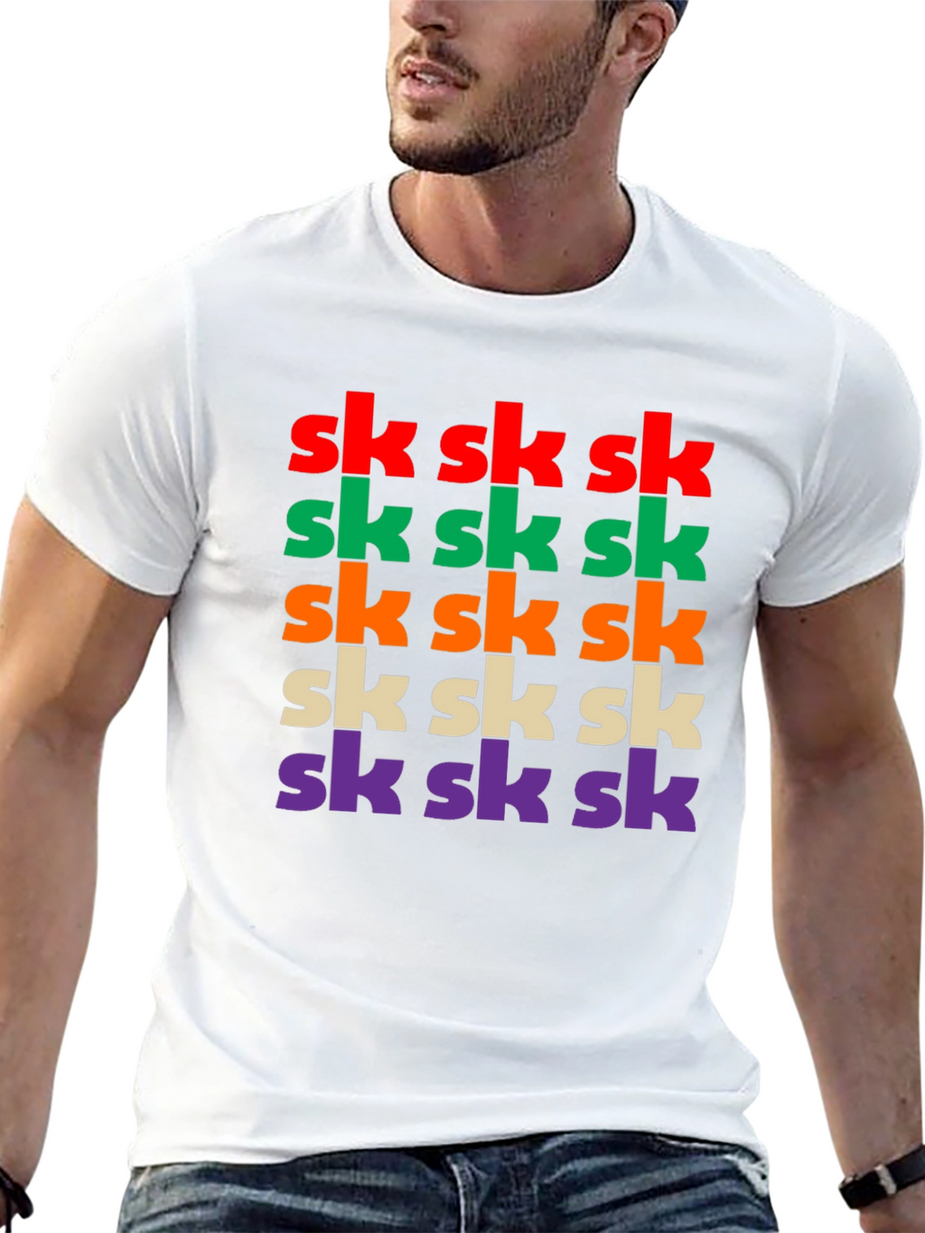 Vibrant SK Pattern Graphic T-Shirt