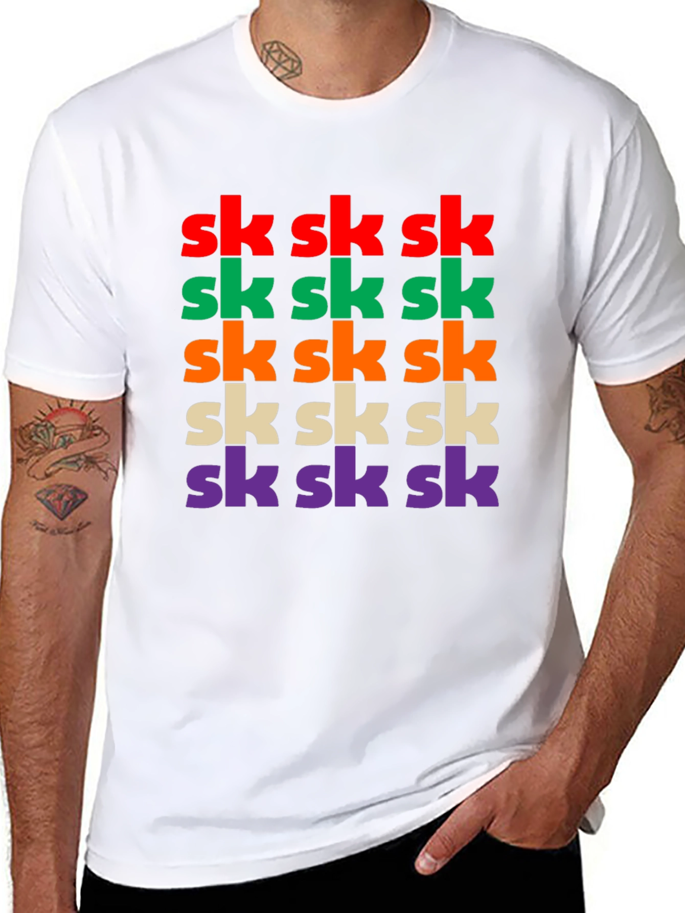 Vibrant SK Pattern Graphic T-Shirt