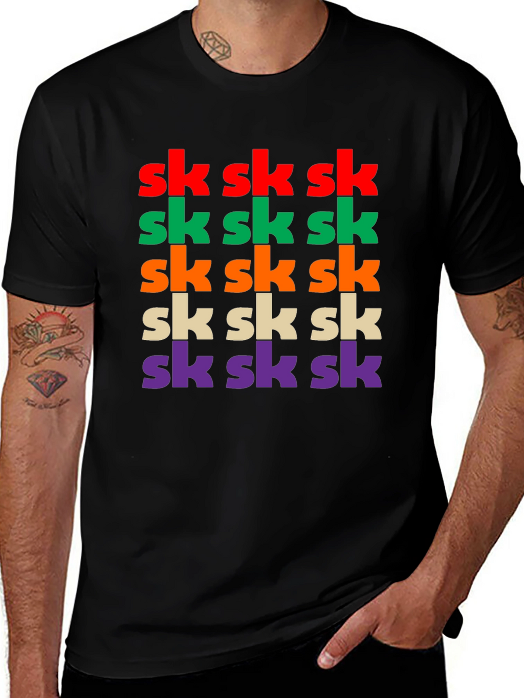 Vibrant SK Pattern Graphic T-Shirt