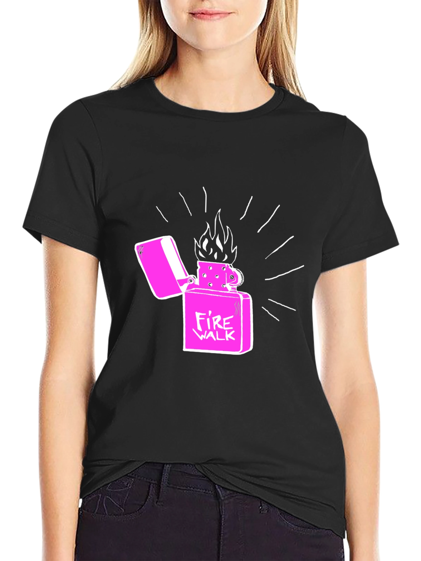 Fire Walk Lighter Graphic T-Shirt - Casual Cotton Tee