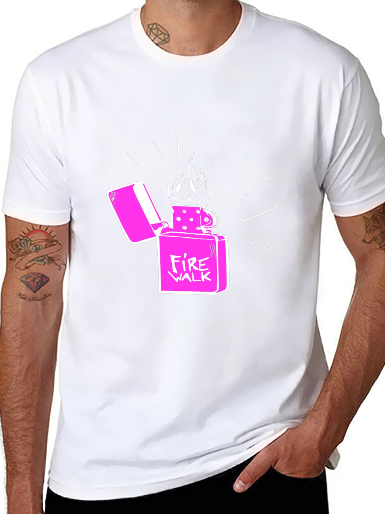 Fire Walk Lighter Graphic T-Shirt - Casual Cotton Tee