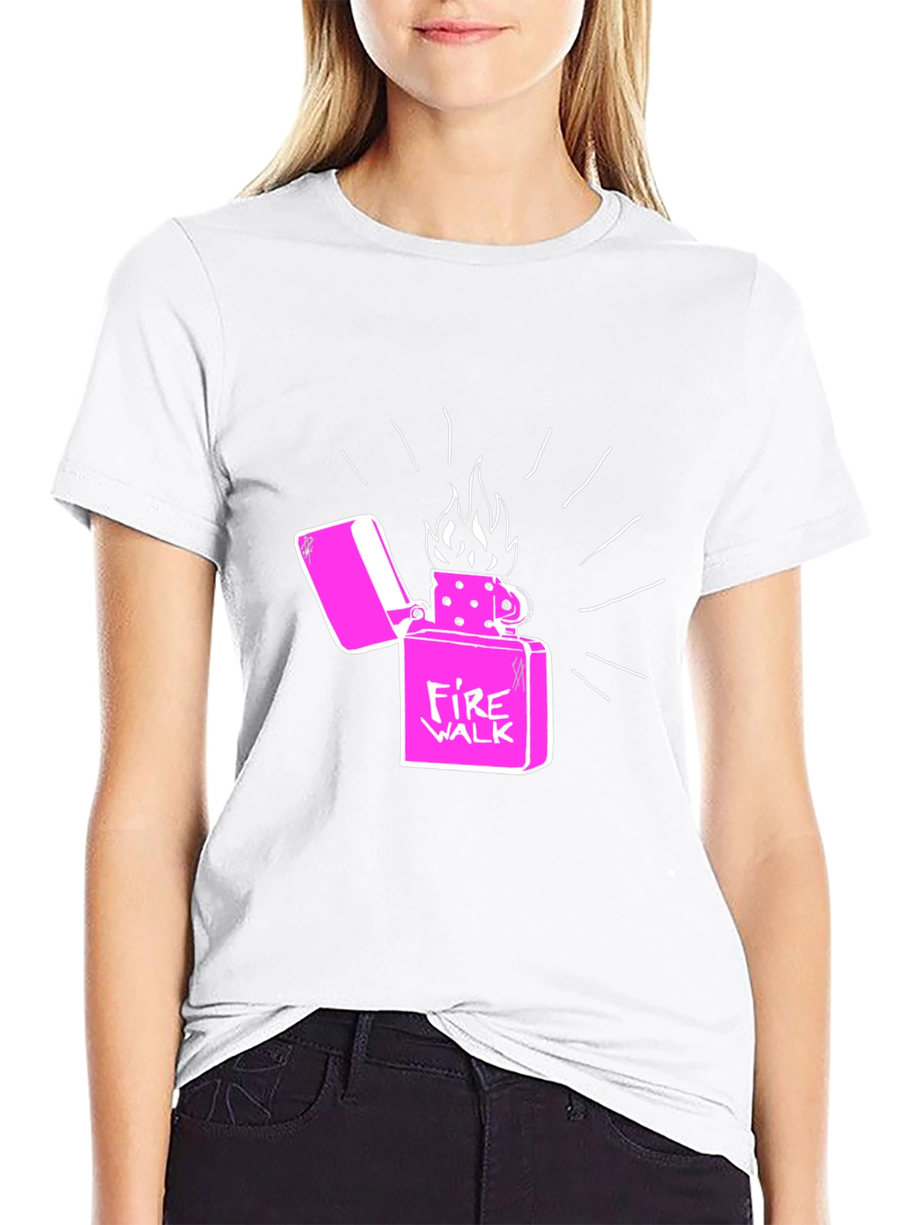 Fire Walk Lighter Graphic T-Shirt - Casual Cotton Tee