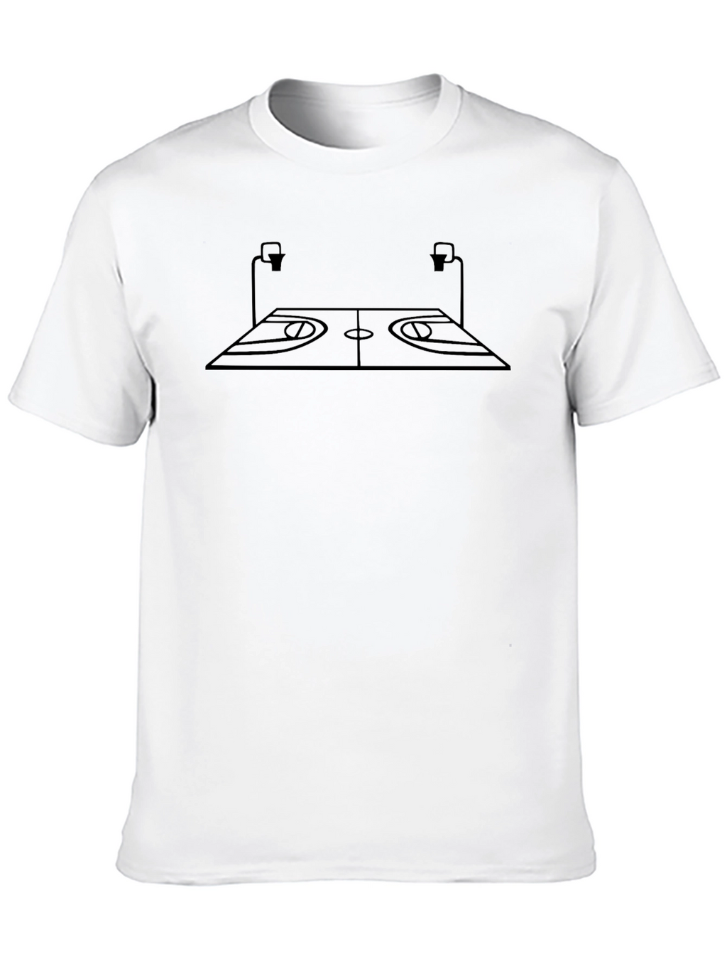 Basketball Court Graphic Tee - Black Cotton T-Shirt