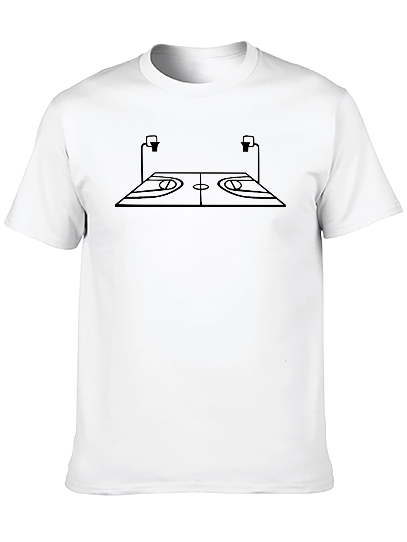 Basketball Court Graphic Tee - Black Cotton T-Shirt