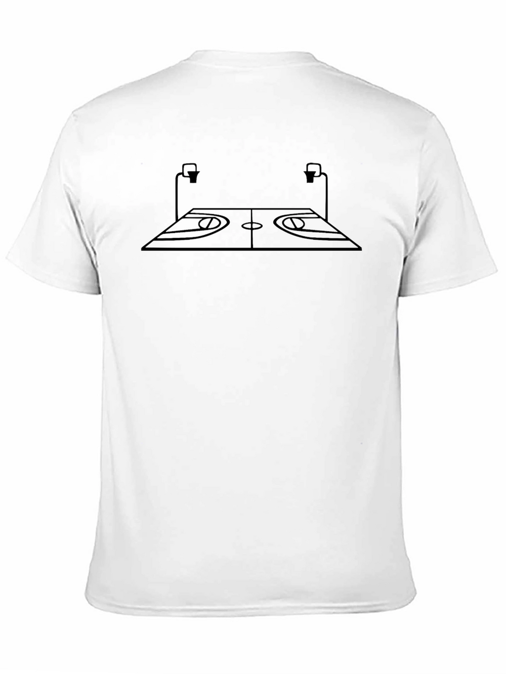 Basketball Court Graphic Tee - Black Cotton T-Shirt