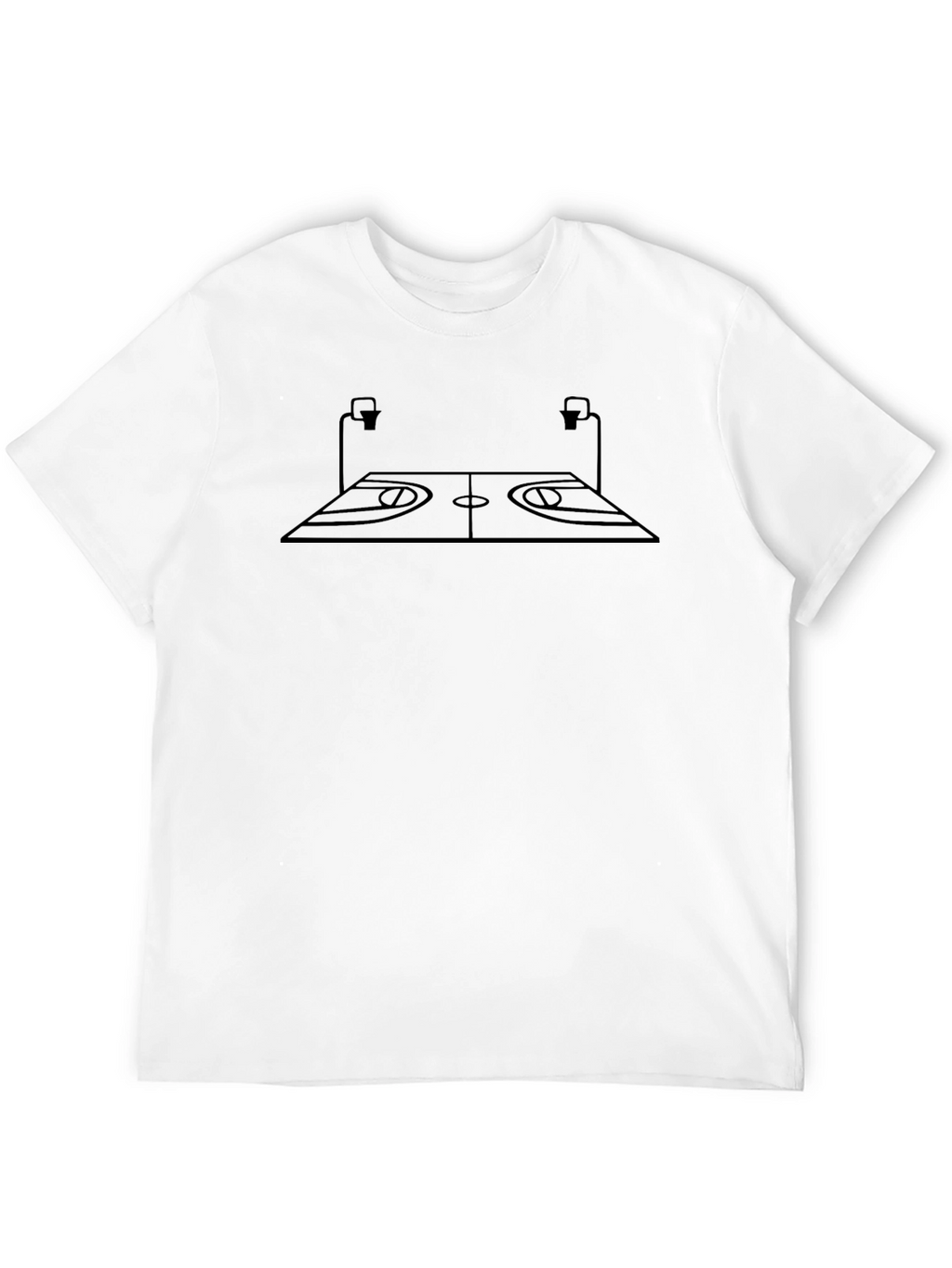 Basketball Court Graphic Tee - Black Cotton T-Shirt