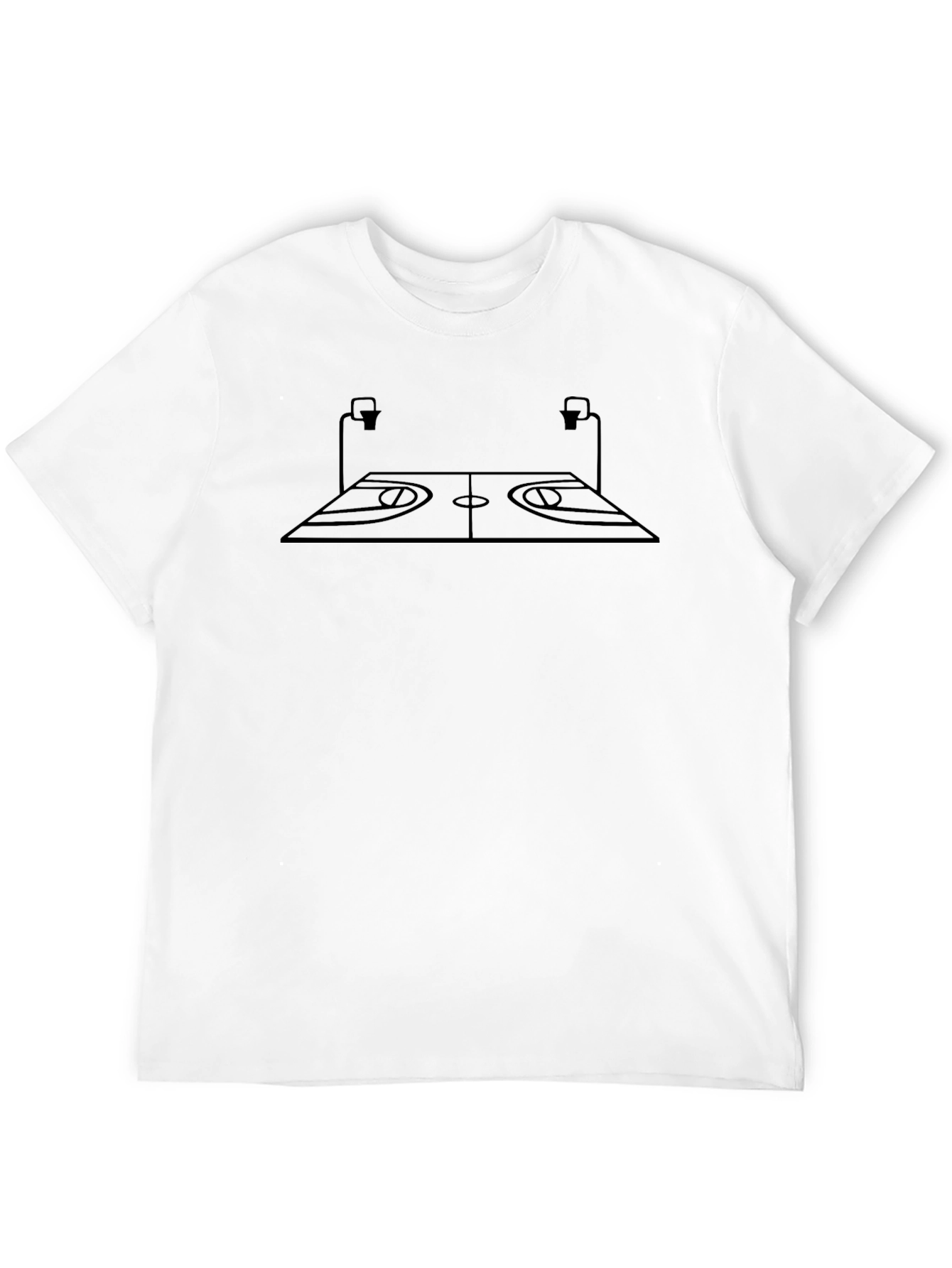 Basketball Court Graphic Tee - Black Cotton T-Shirt