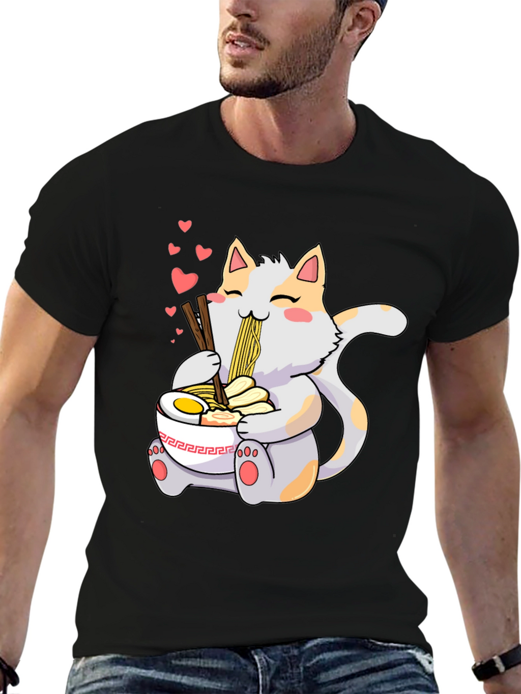 Cute Cat Ramen T-Shirt - Kawaii Anime Style