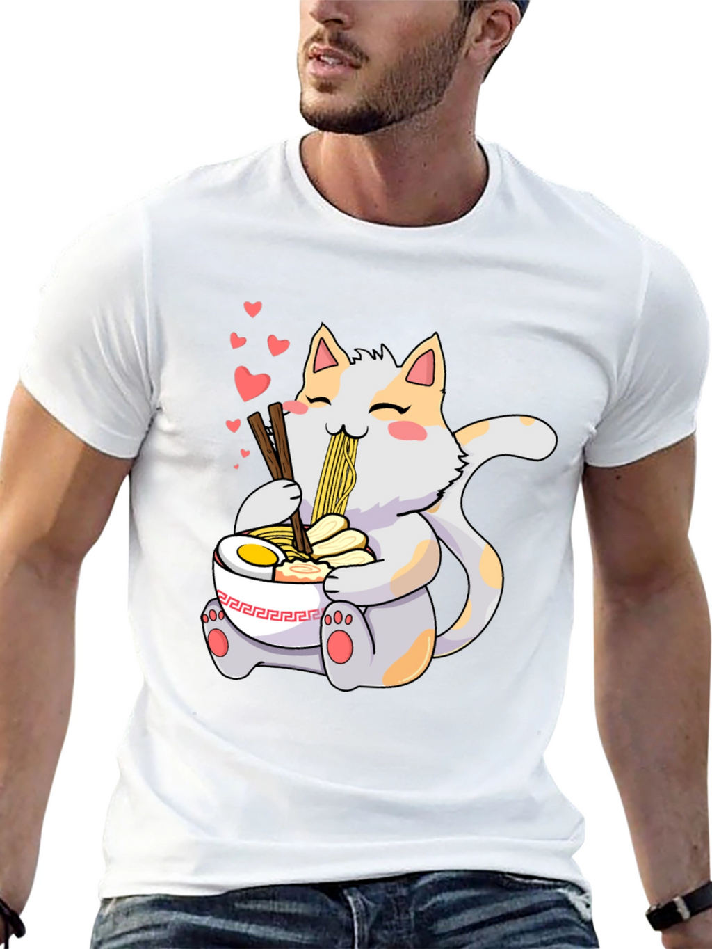 Cute Cat Ramen T-Shirt - Kawaii Anime Style