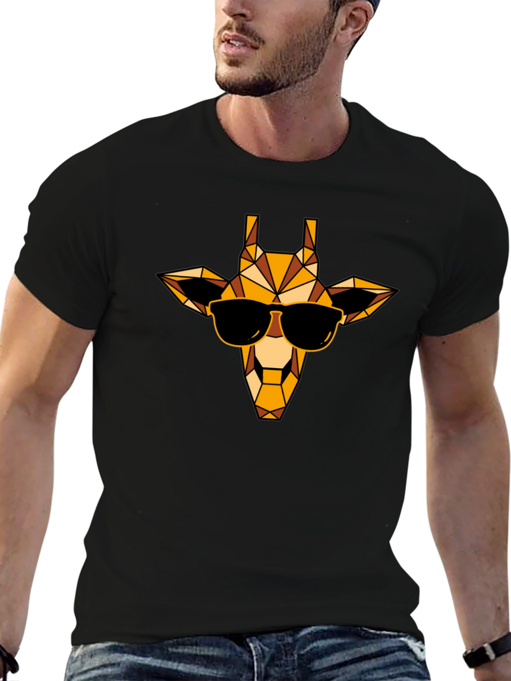 Cool Giraffe Graphic Tee - Black Casual Shirt