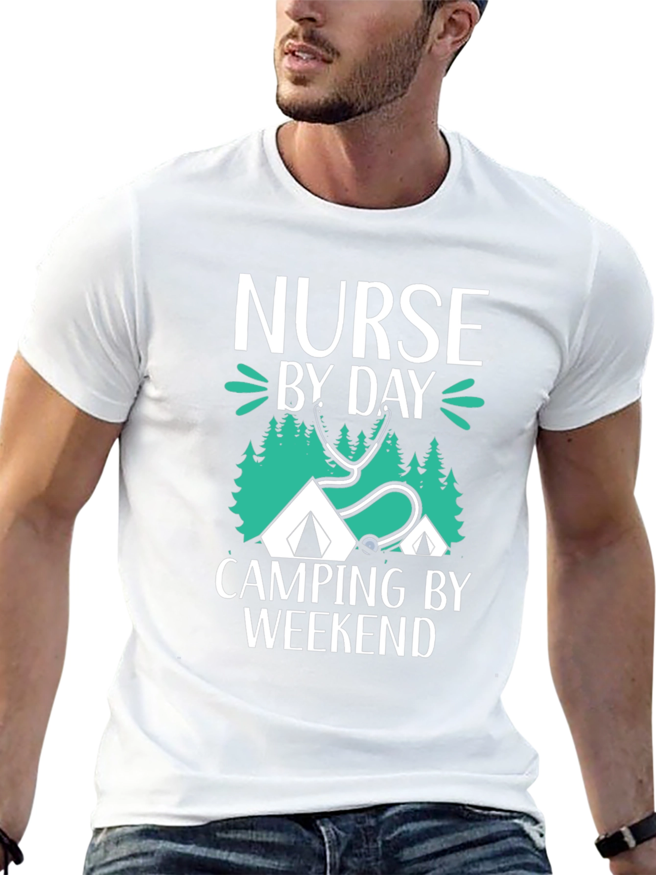 Nurse Camping Graphic T-Shirt - Black