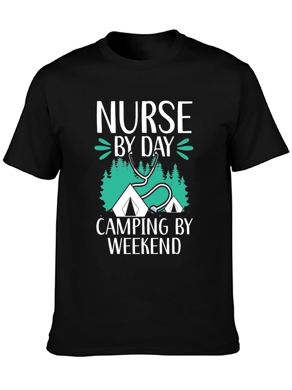 Nurse Camping Graphic T-Shirt - Black