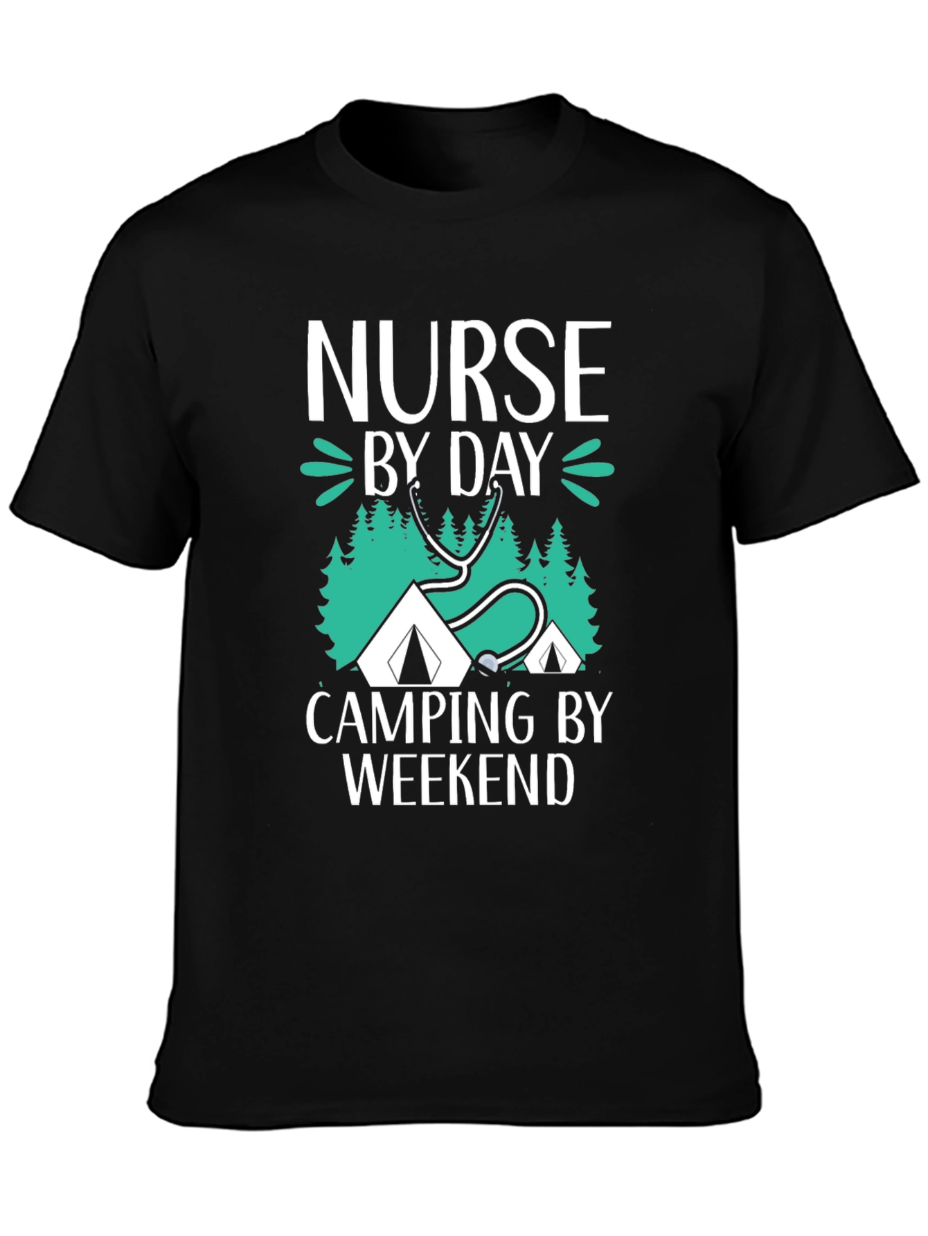 Nurse Camping Graphic T-Shirt - Black