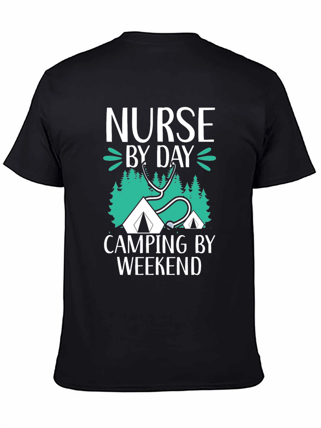 Nurse Camping Graphic T-Shirt - Black